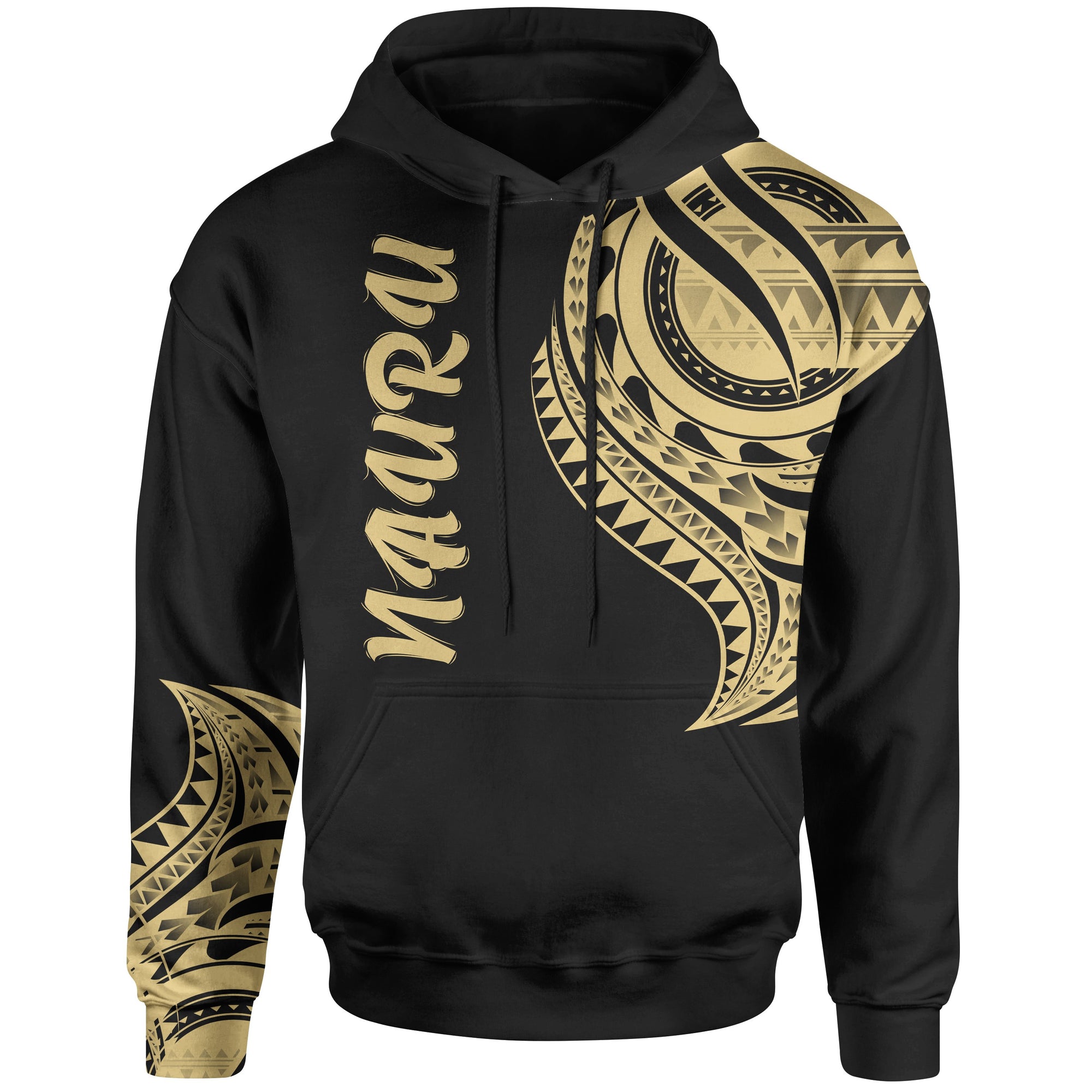 Nauru Hoodie Nauru Tatau Gold Patterns Unisex Black - Polynesian Pride