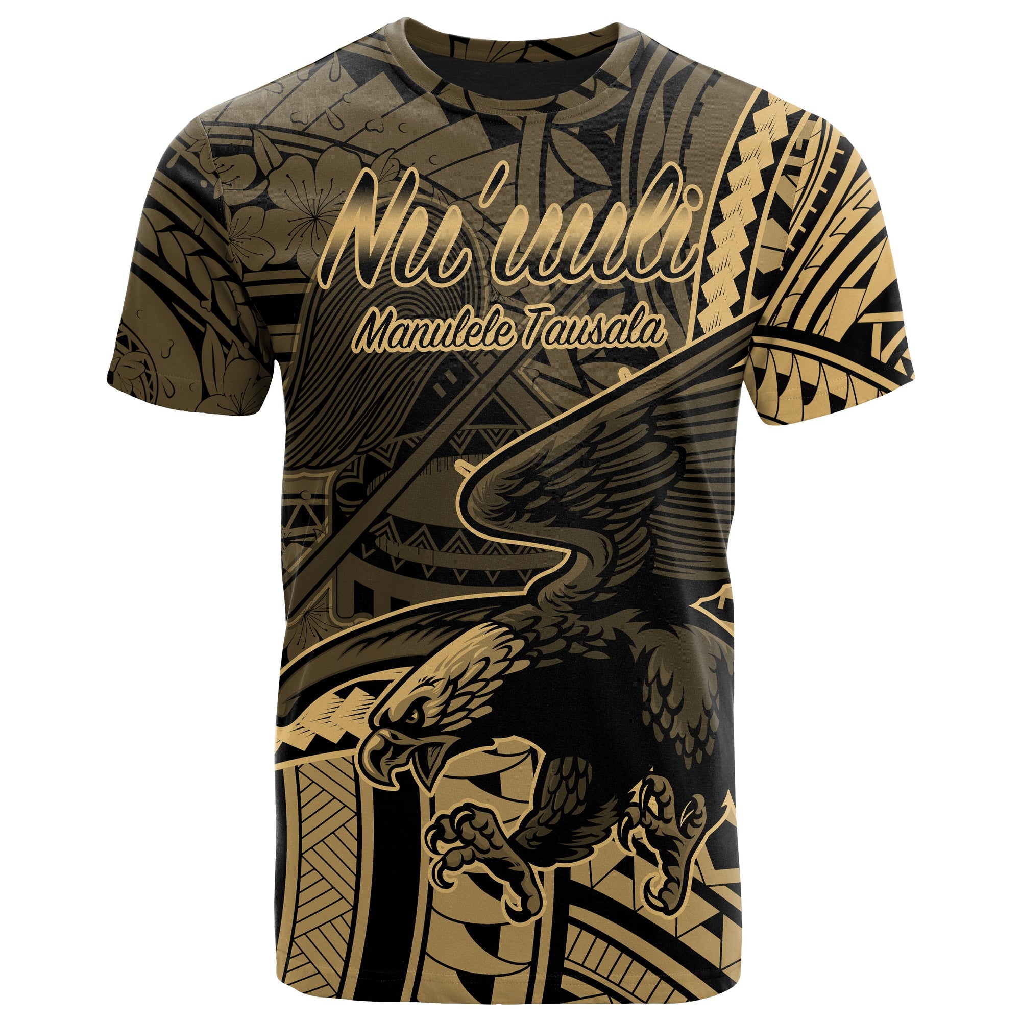 American Samoa T Shirt Nuuuli Polynesian Gold Patterns Unisex Black - Polynesian Pride