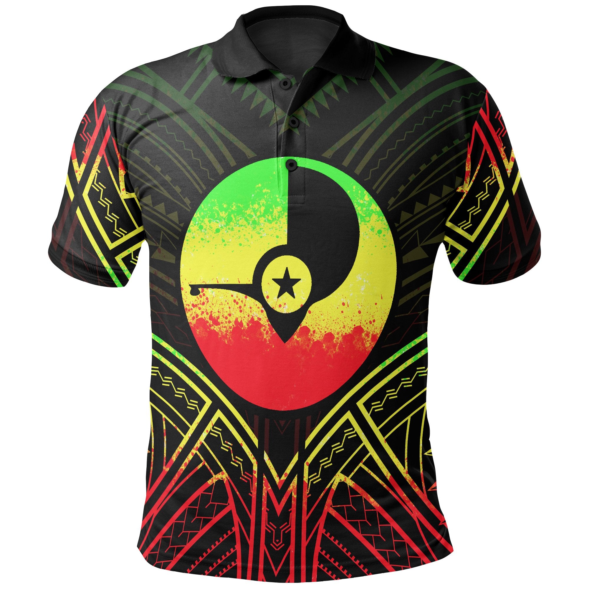 Yap State Polo Shirt Yap State Seal Reggae Tribal Patterns Unisex Black - Polynesian Pride