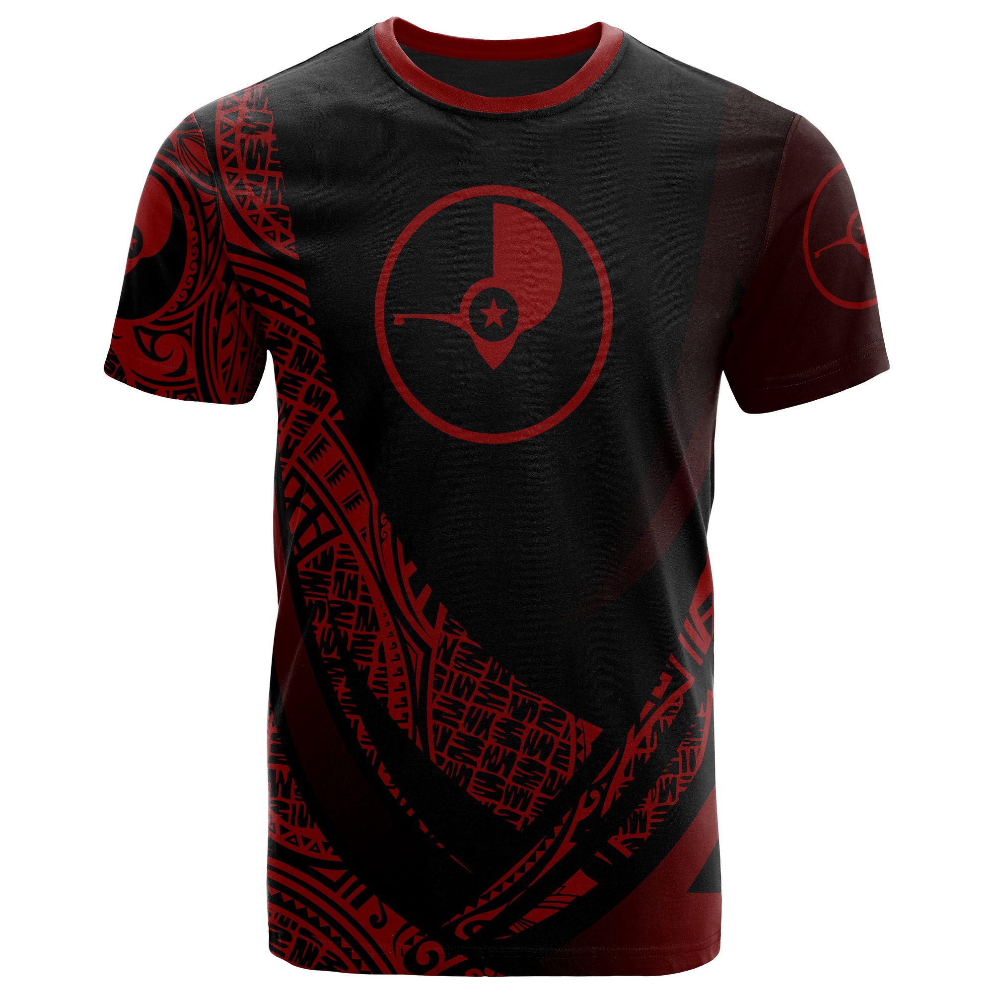 Yap State T Shirt Red Polynesian Patterns Sport Style Unisex Black - Polynesian Pride