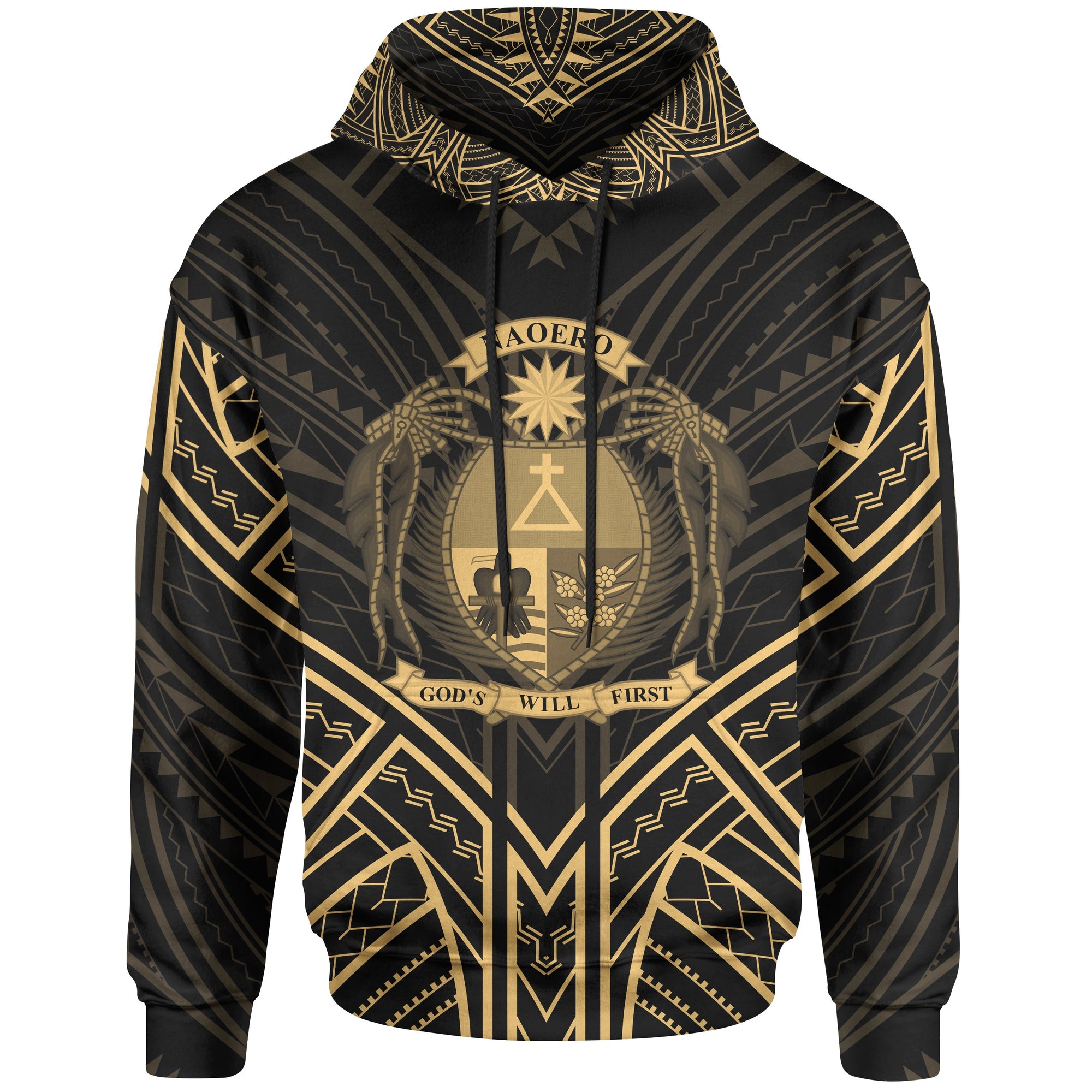 Nauru Hoodie Nauru Seal Gold Tribal Patterns Unisex White - Polynesian Pride