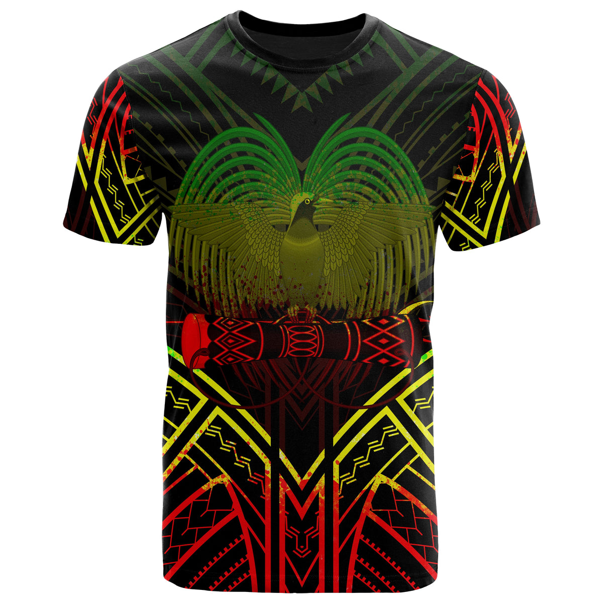 Papua New Guinea T Shirt Papua New Guinea Seal Tribal Reggae Color Patterns Unisex Black - Polynesian Pride