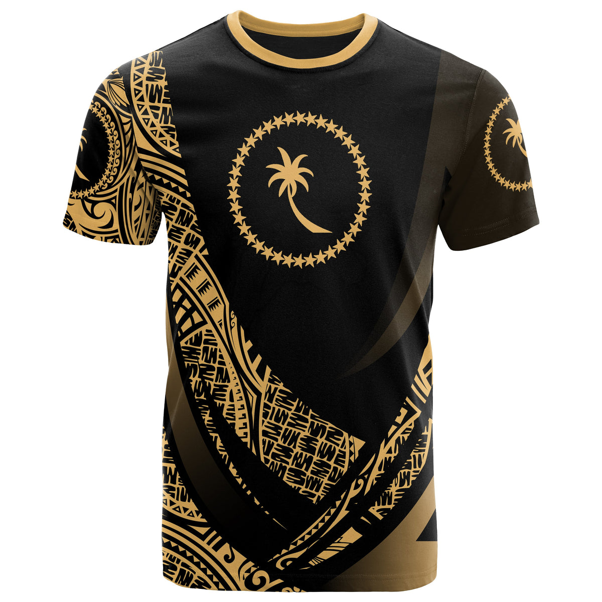 Chuuk State T Shirt Gold Polynesian Patterns Sport Style Unisex Black - Polynesian Pride