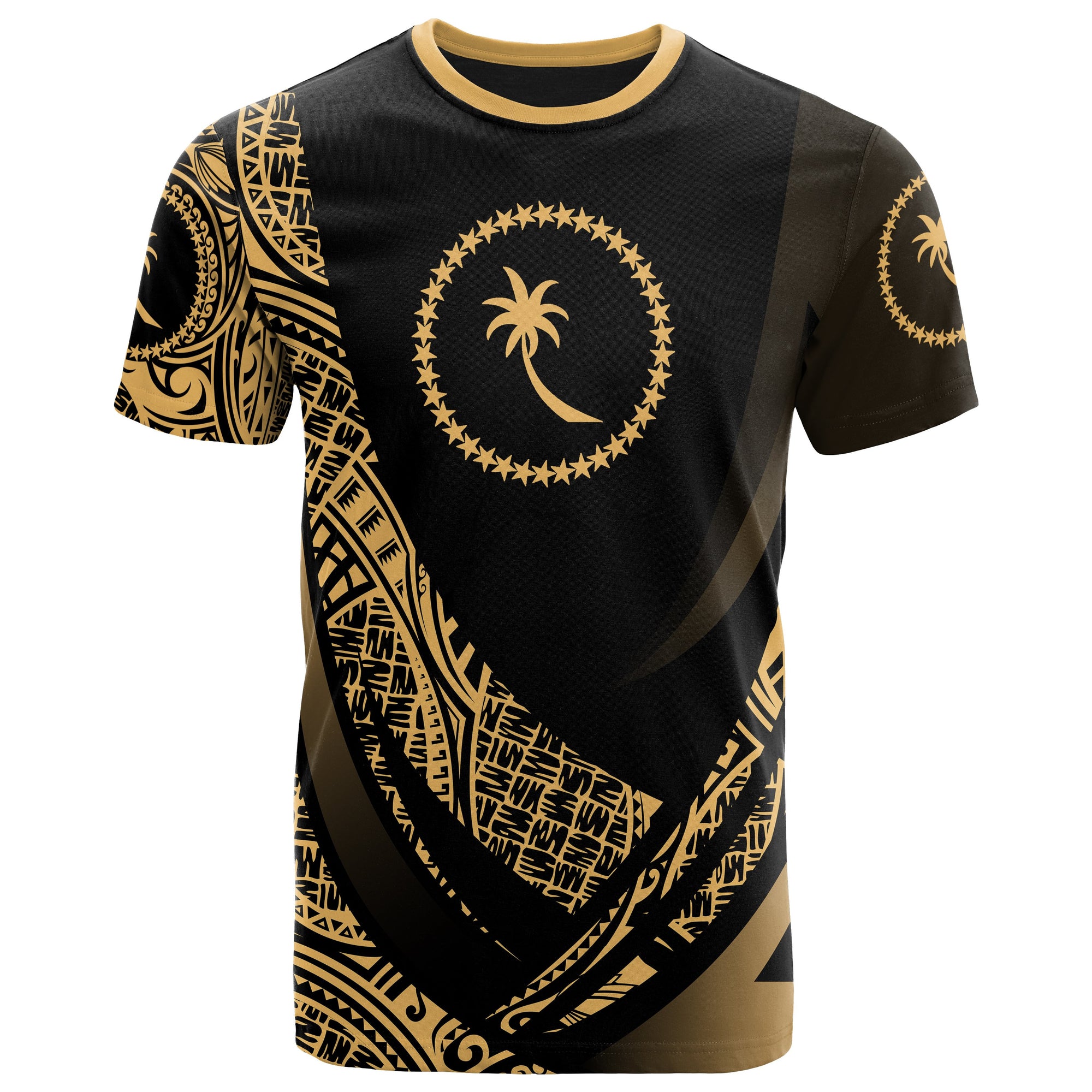 Chuuk State T Shirt Gold Polynesian Patterns Sport Style Unisex Black - Polynesian Pride