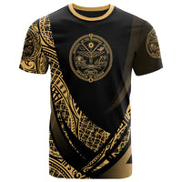 Marshall Islands T Shirt Gold Polynesian Patterns Sport Style Unisex Black - Polynesian Pride