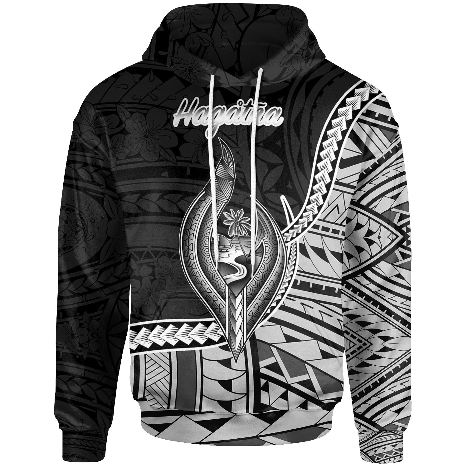 Guam Hoodie Hagatna Seal of Guam Polynesian Patterns Unisex Black - Polynesian Pride