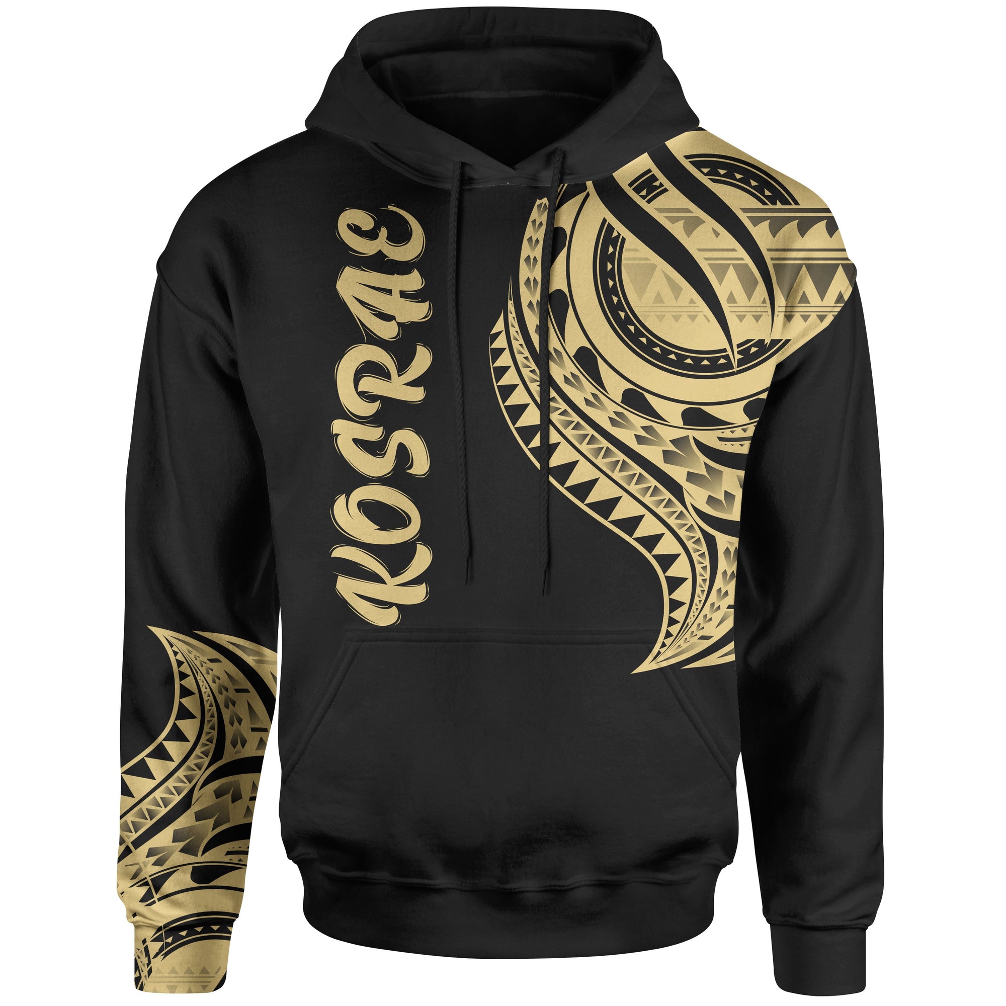 Kosrae State Hoodie Kosrae State Tatau Gold Patterns Unisex Black - Polynesian Pride