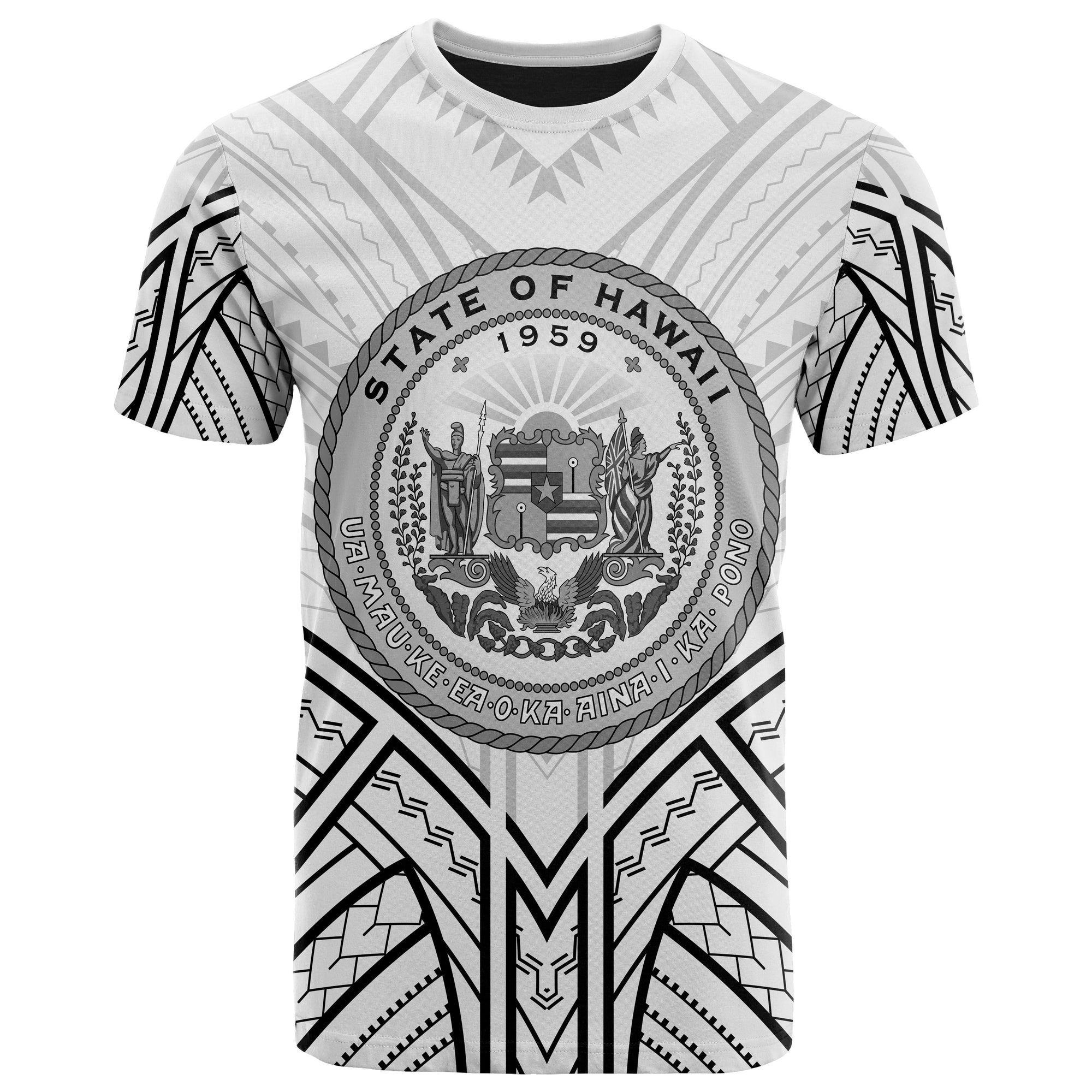 Hawaii T Shirt Hawaii Seal Tribal Patterns Unisex Black - Polynesian Pride