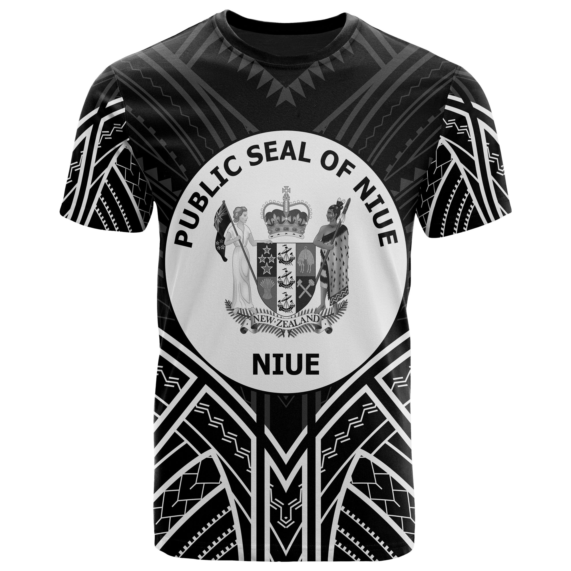 Niue T Shirt Niue Seal Tribal Black Color Patterns Unisex Black - Polynesian Pride