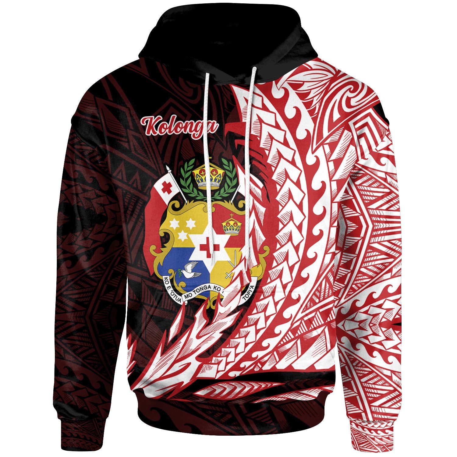 Tonga Hoodie Kolonga Wings Style Unisex Black - Polynesian Pride