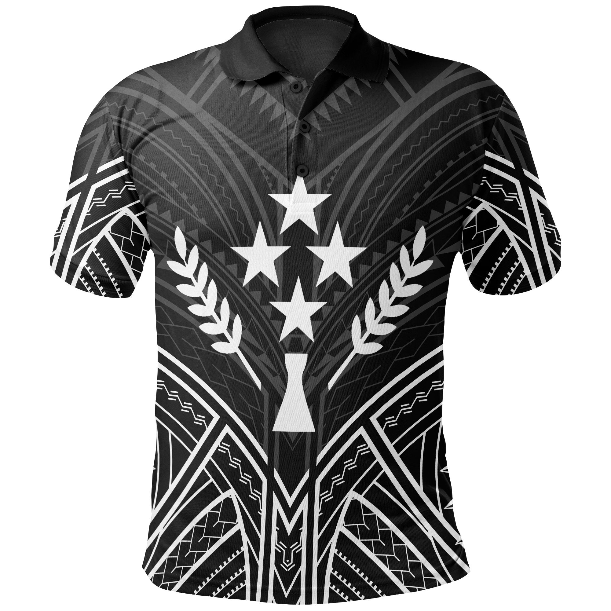 Kosrae State Polo Shirt Kosrae State Seal Black Tribal Patterns Unisex Black - Polynesian Pride