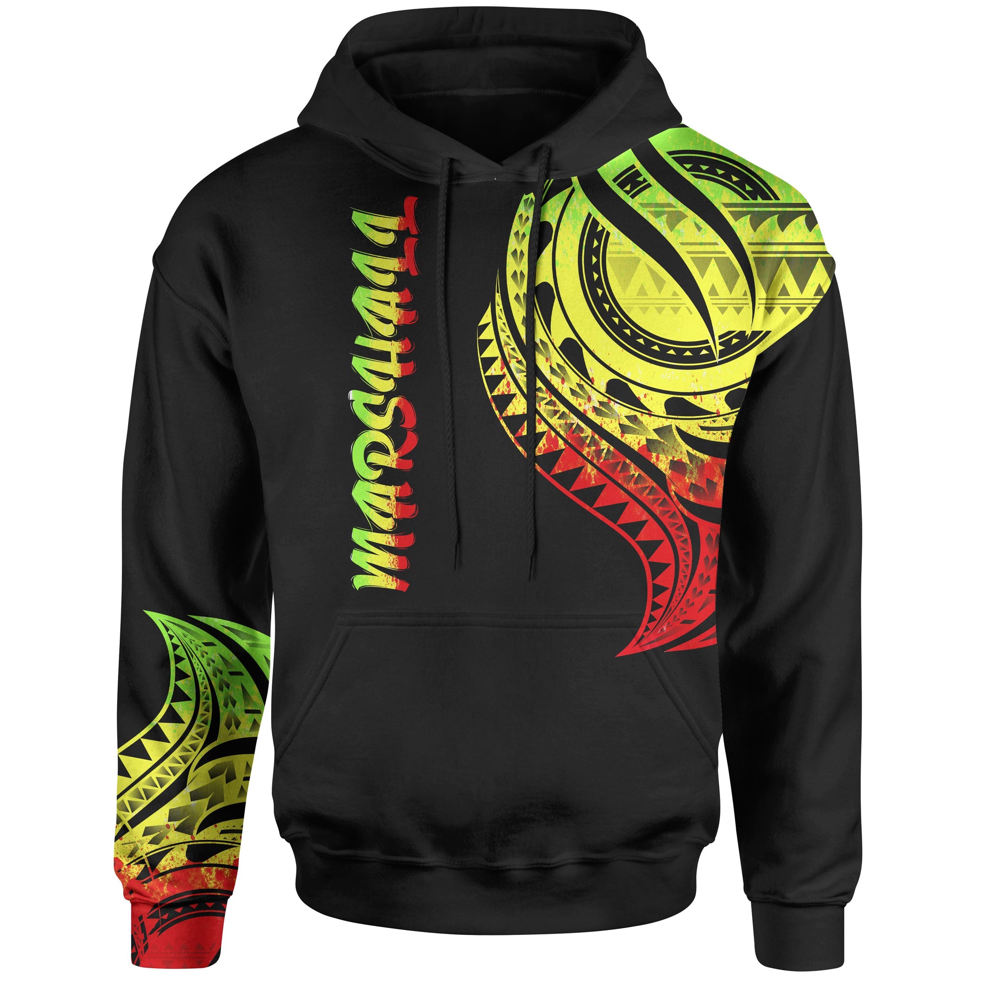 Marshall Islands Hoodie Marshall Islands Tatau Reggae Patterns Unisex Black - Polynesian Pride