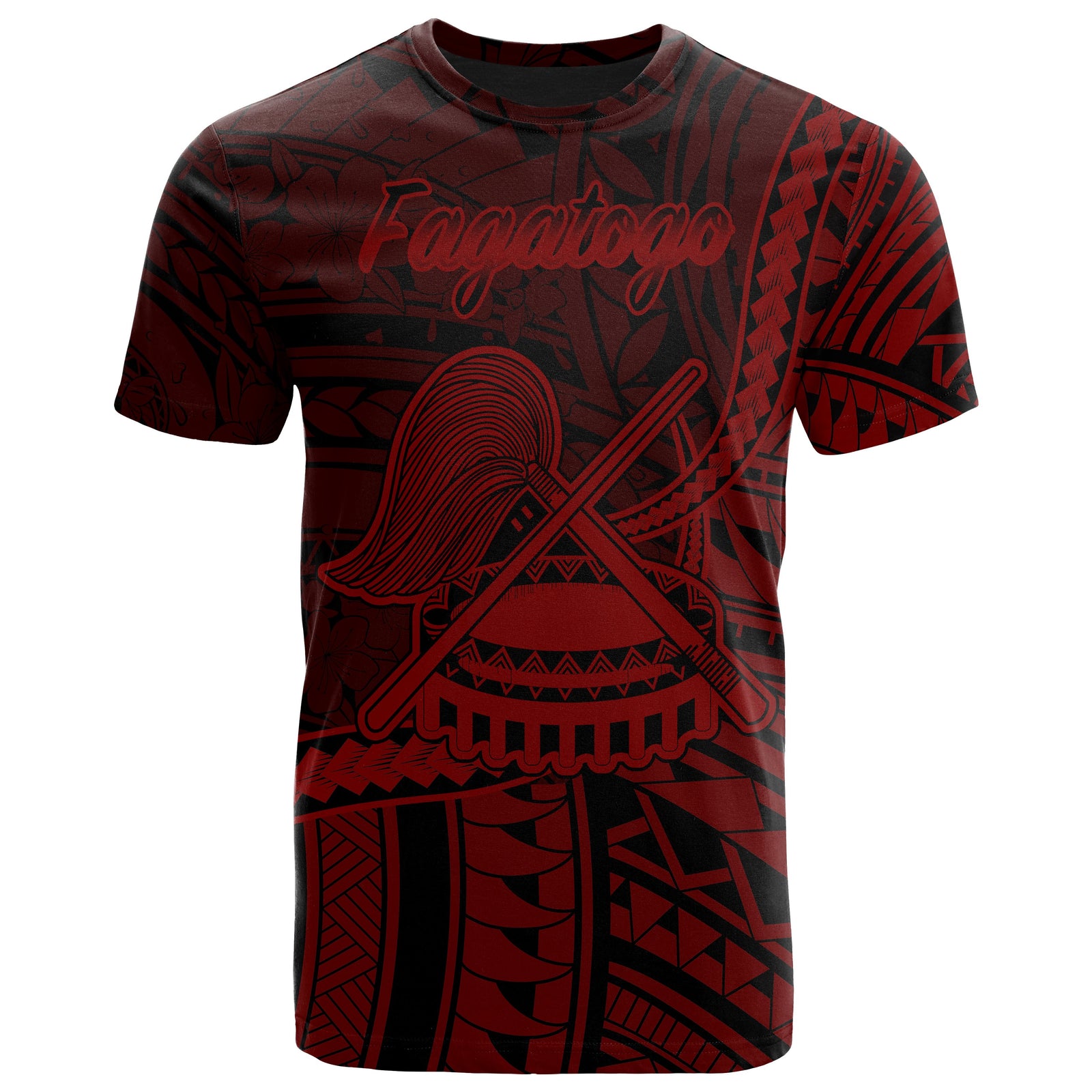 American Samoa T Shirt Fagatogo Polynesian Red Patterns Unisex Black - Polynesian Pride