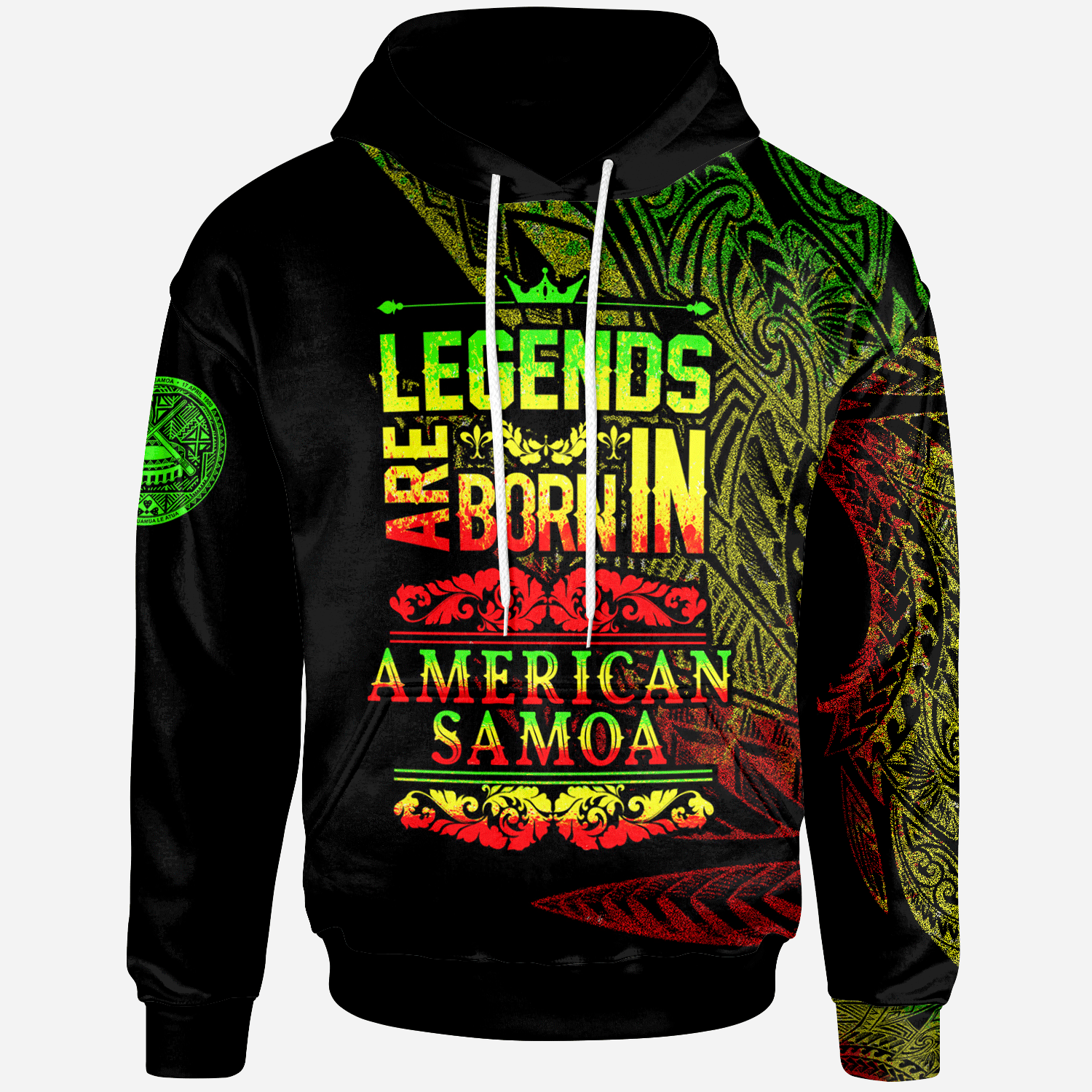 American Samoa Hoodie Legends Are Born In Reggae Color Unisex White - Polynesian Pride