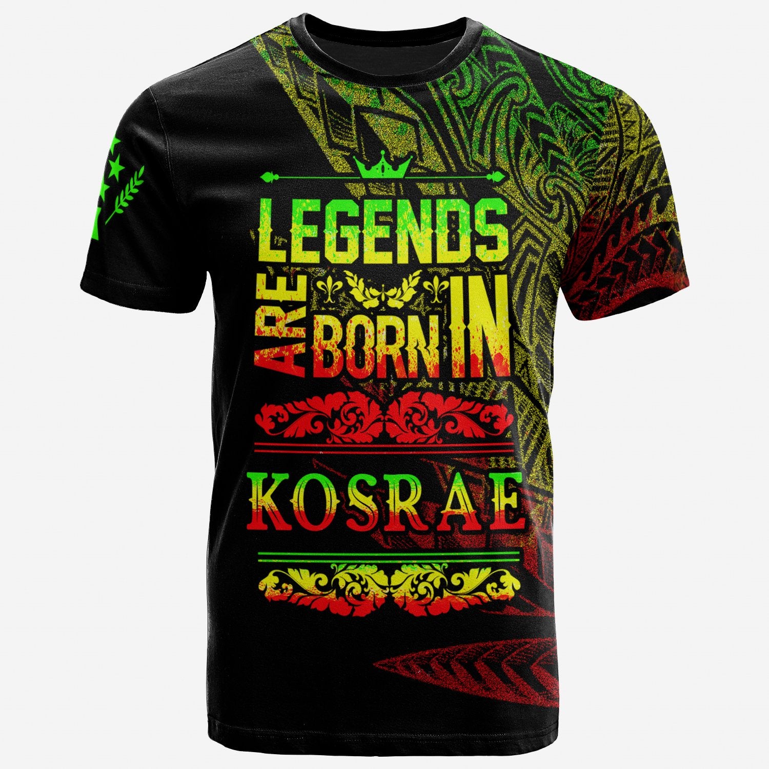 Kosrae State T Shirt Legends Are Born In Reggae Color Unisex Black - Polynesian Pride