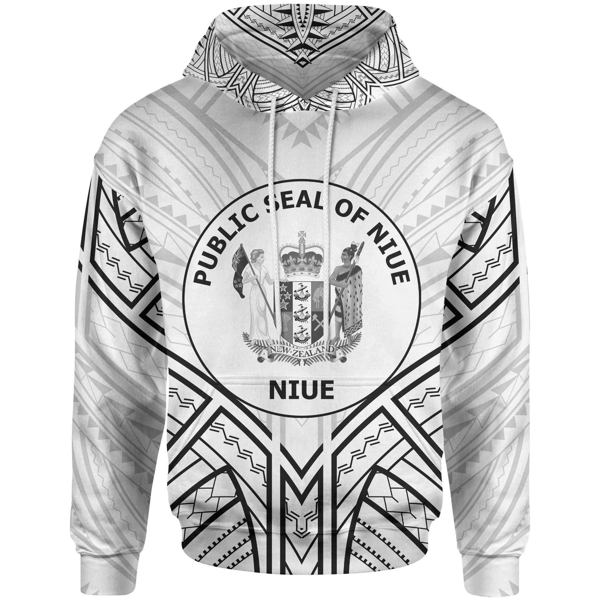 Niue Hoodie Niue Seal Tribal Patterns Unisex White - Polynesian Pride