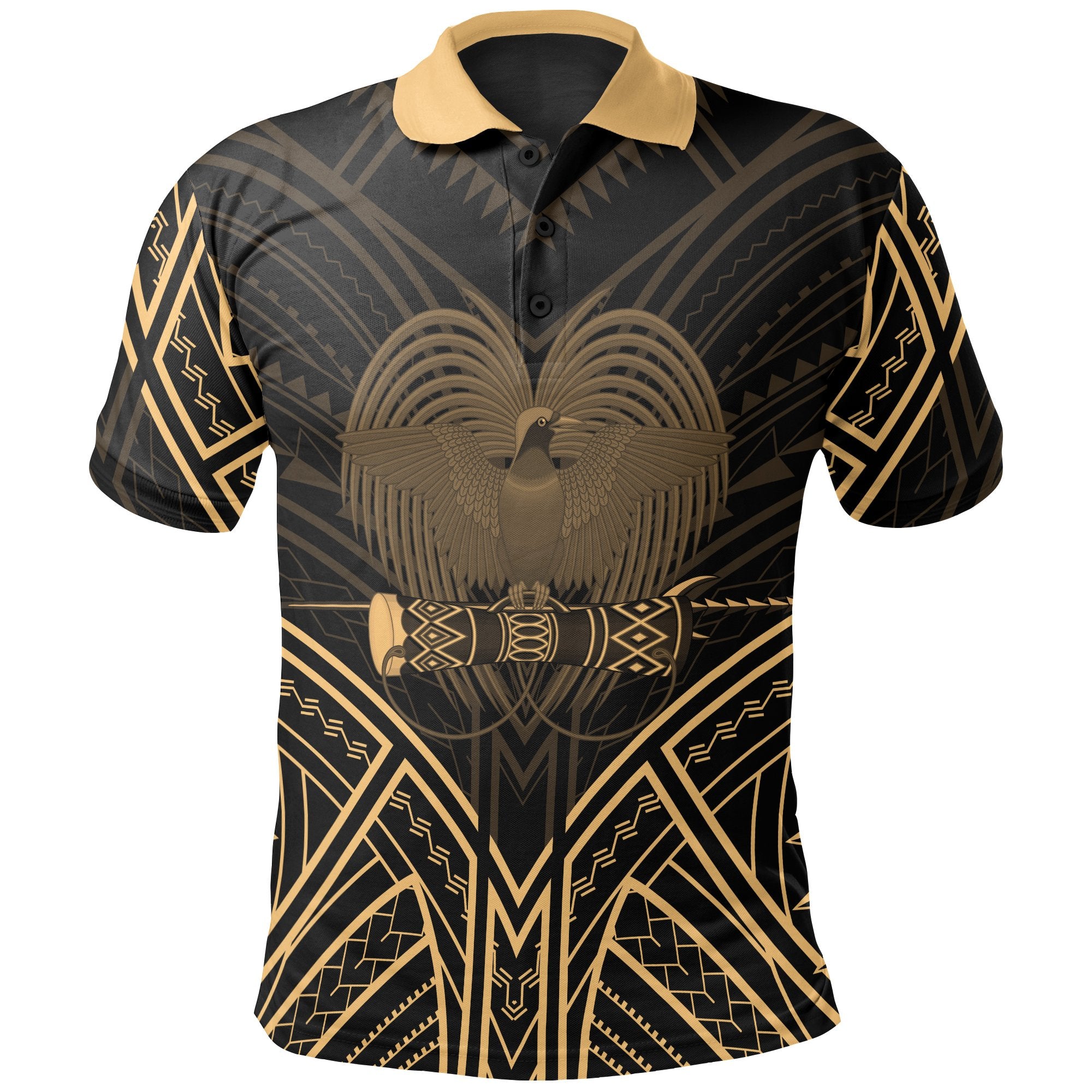 Papua New Guinea Polo Shirt Papua New Guinea Seal Gold Tribal Patterns Unisex White - Polynesian Pride