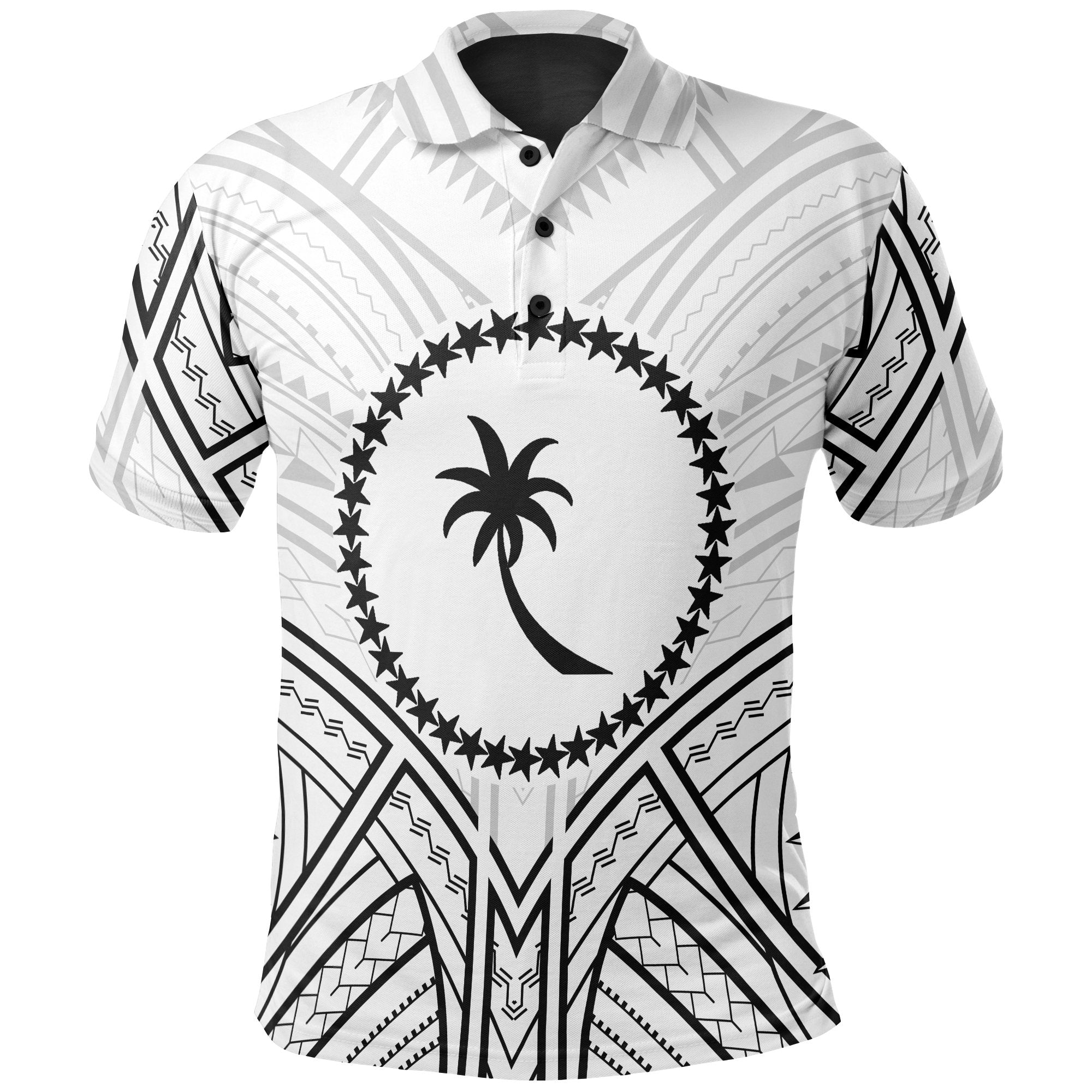 Chuuk State Polo Shirt Truk Seal Tribal Patterns Unisex Black - Polynesian Pride