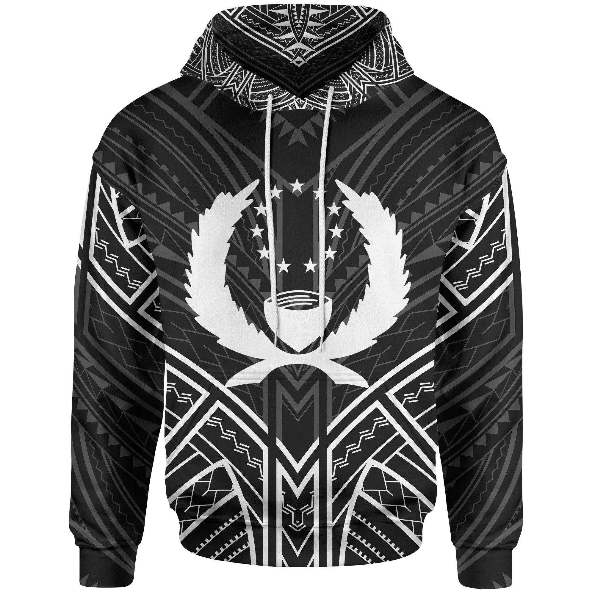 Pohnpei State Hoodie Pohnpei State Seal Black Tribal Patterns Unisex Black - Polynesian Pride