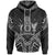 Cook Islands Hoodie Cook Islands Seal Black Tribal Patterns Unisex White - Polynesian Pride