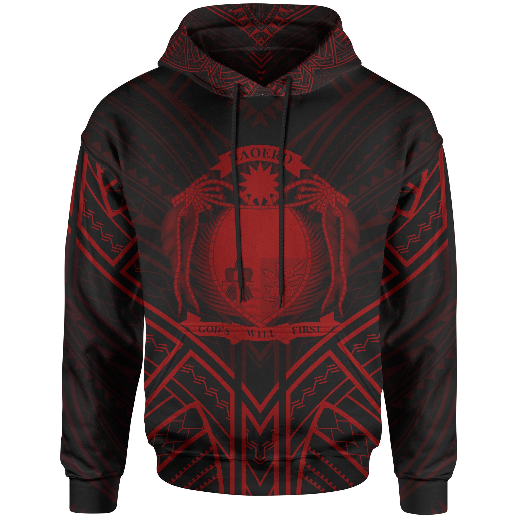 Nauru Hoodie Nauru Seal Red Tribal Patterns Unisex White - Polynesian Pride