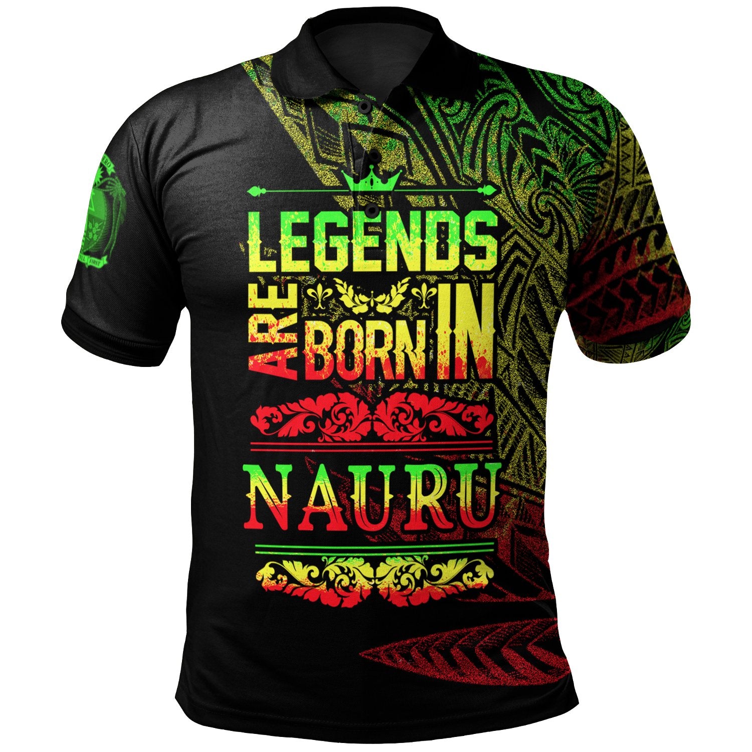 Nauru Polo Shirt Legends Are Born In Reggae Color Unisex Black - Polynesian Pride