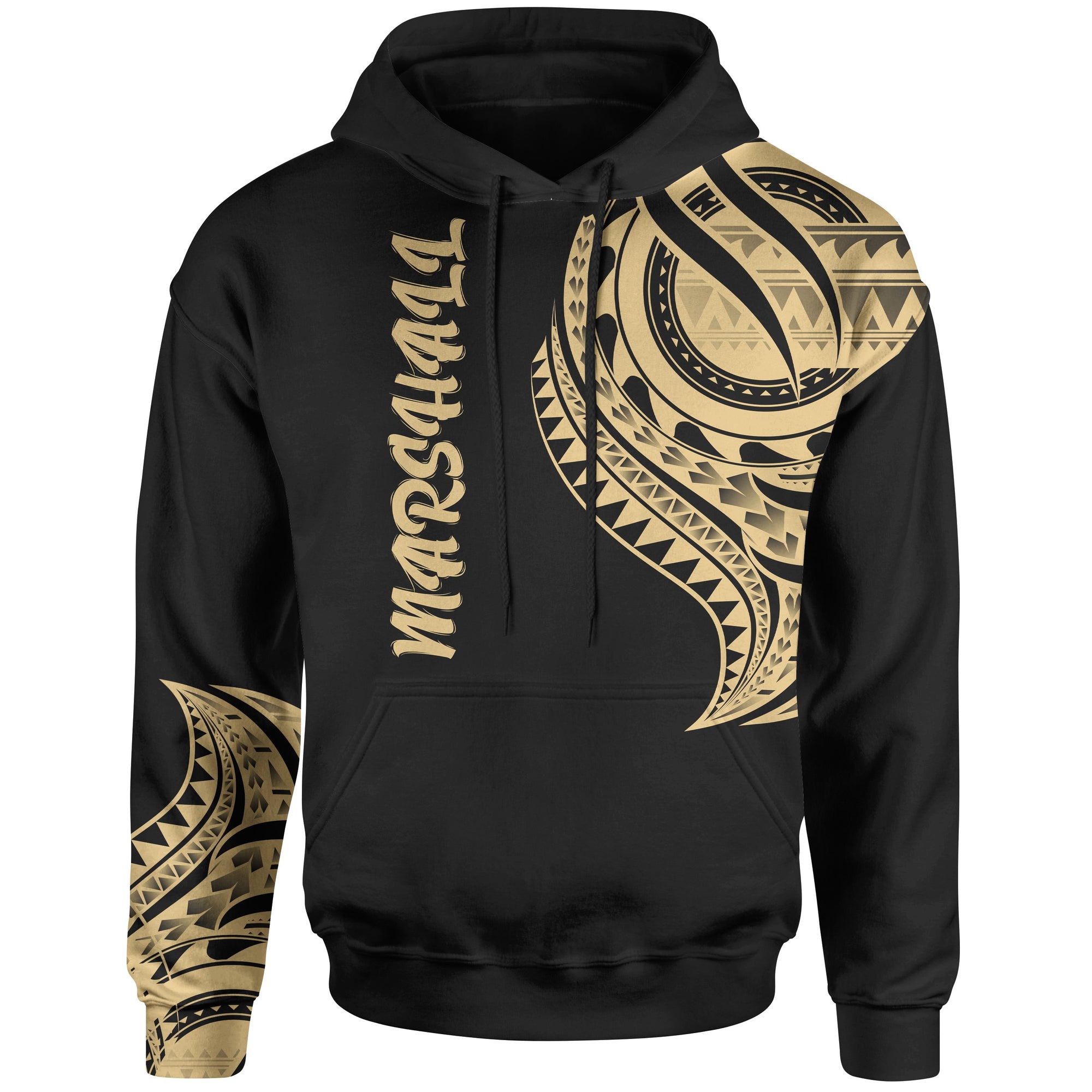 Marshall Islands Hoodie Marshall Islands Tatau Gold Patterns Unisex Black - Polynesian Pride