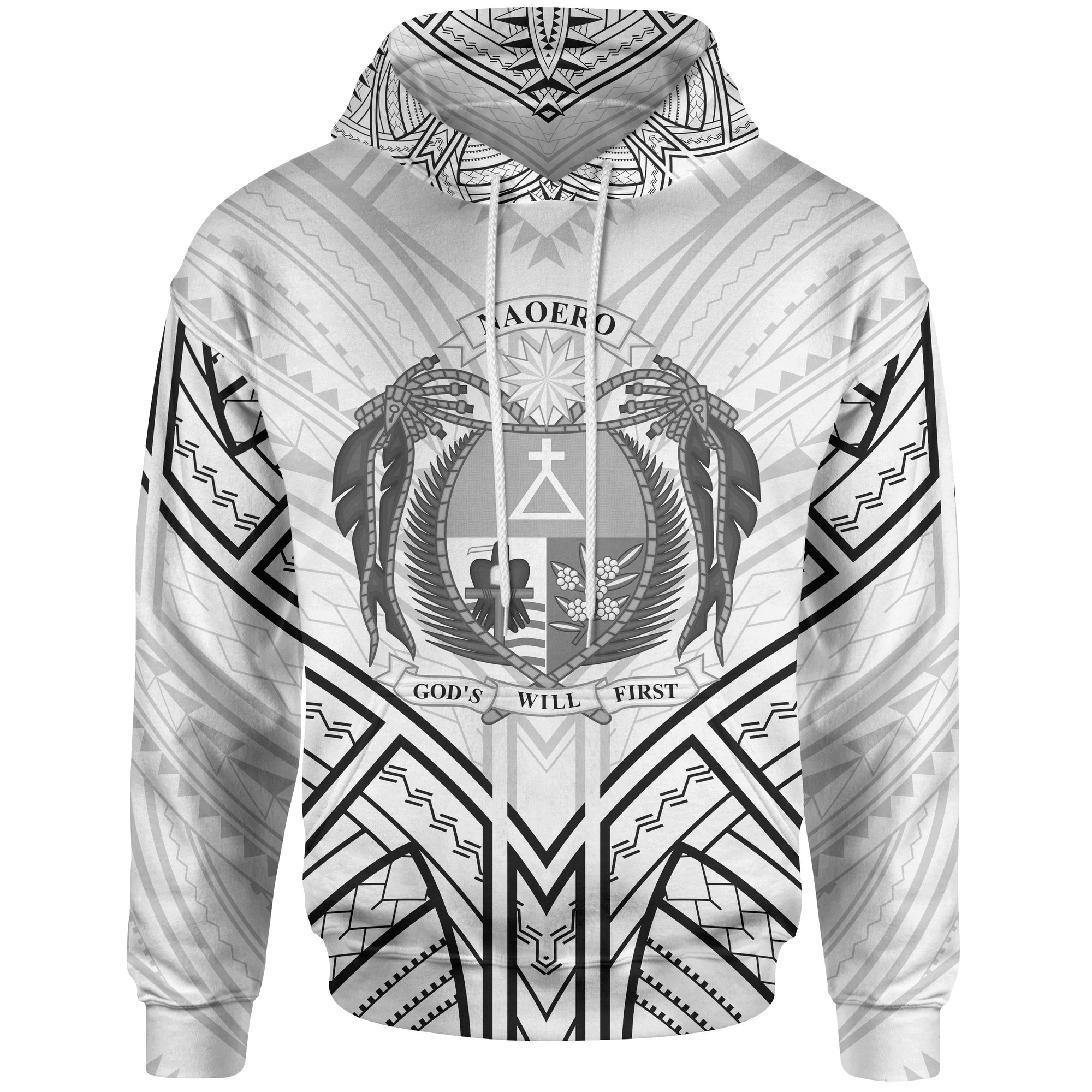 Nauru Hoodie Nauru Seal Tribal Patterns Unisex White - Polynesian Pride