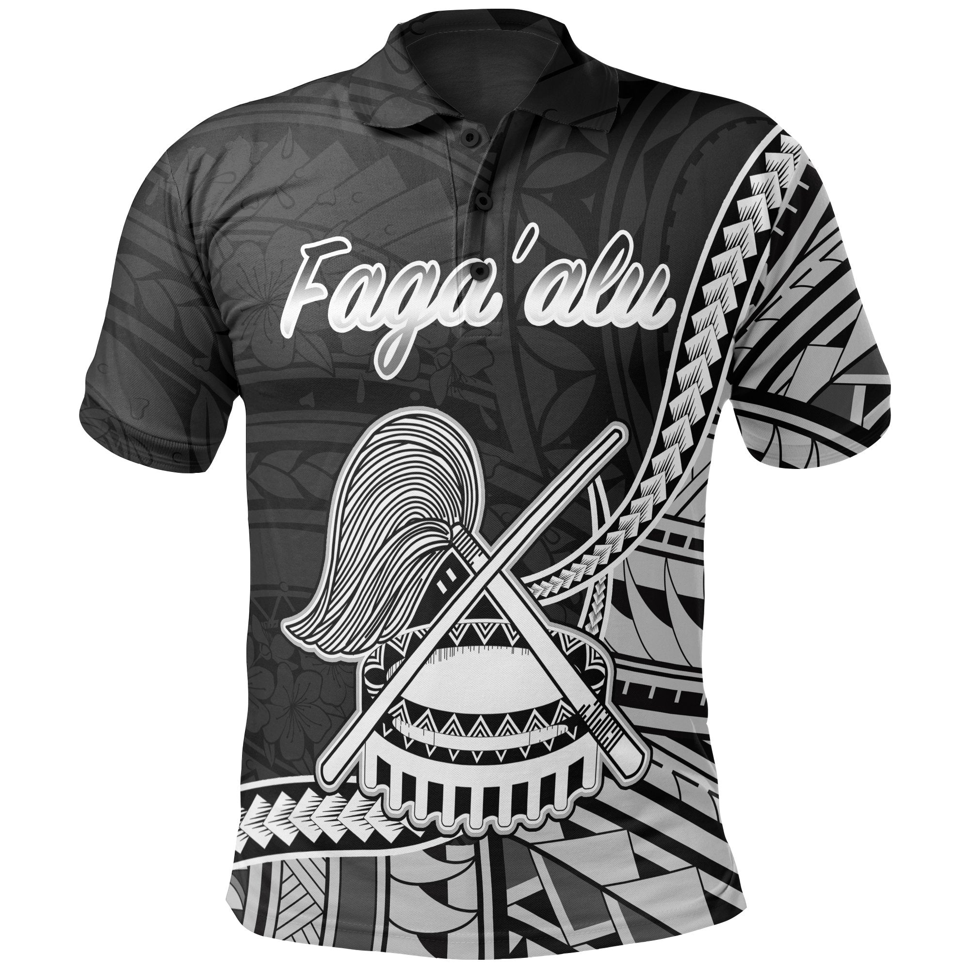 American Samoa Polo Shirt Fagaalu Polynesian Patterns Unisex Black - Polynesian Pride