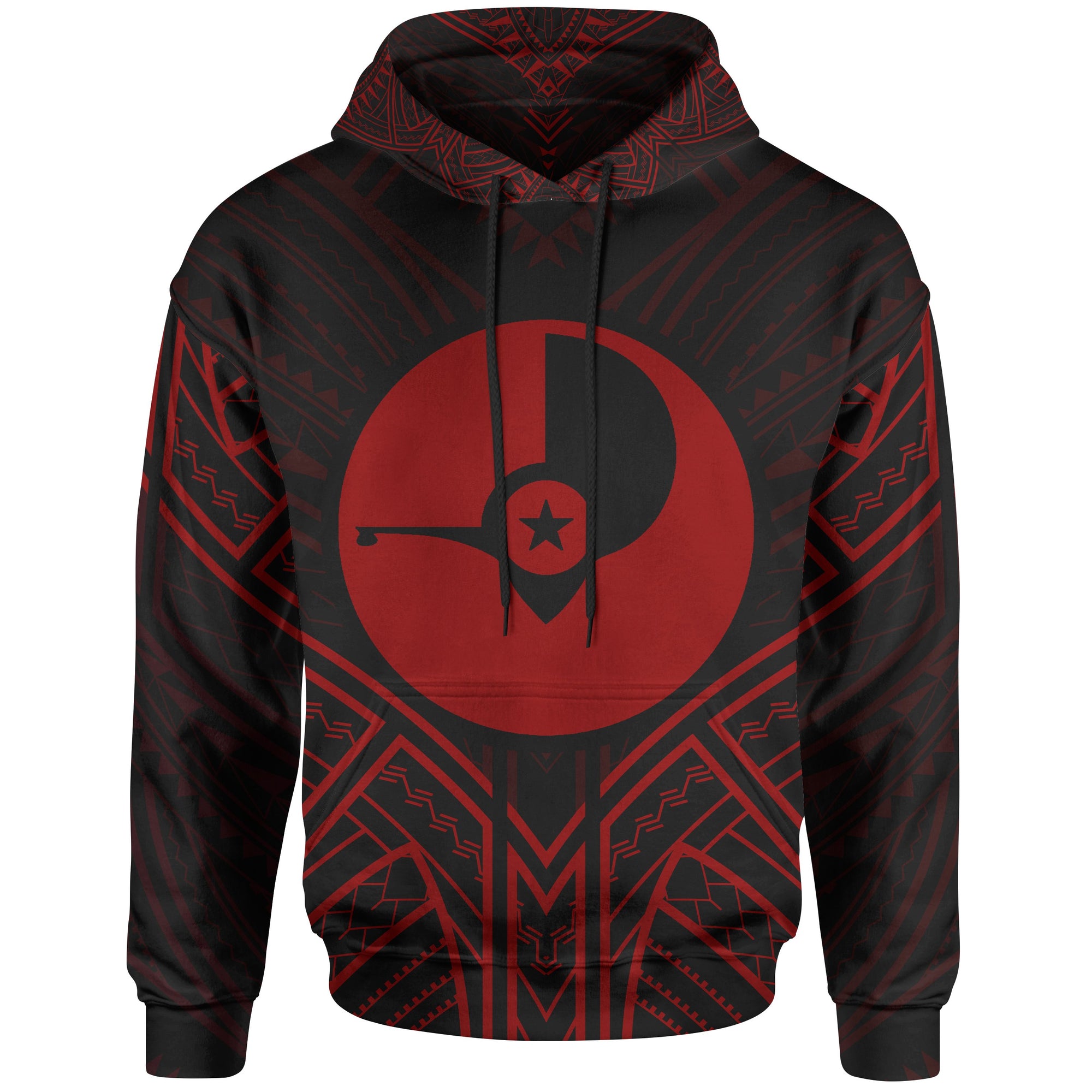 Yap State Hoodie Yap State Seal Red Tribal Patterns Unisex Black - Polynesian Pride