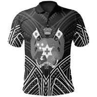 Tonga Polo Shirt Tongan Seal Black Tribal Patterns Unisex White - Polynesian Pride