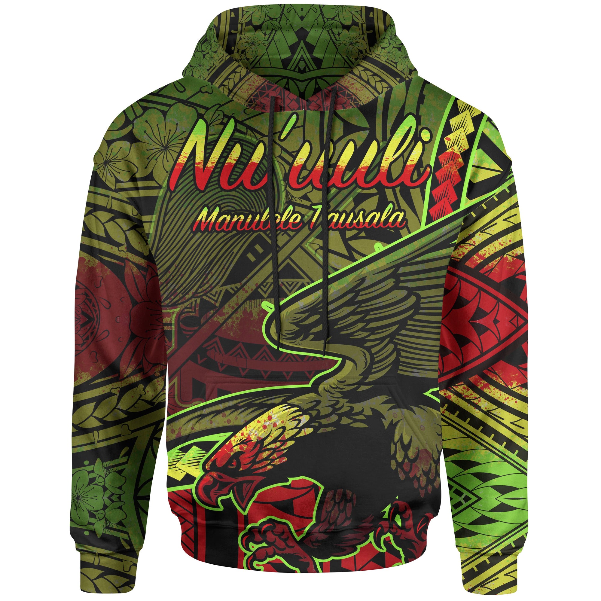 American Samoa Hoodie Nuuuli Polynesian Reggae Patterns Unisex Black - Polynesian Pride