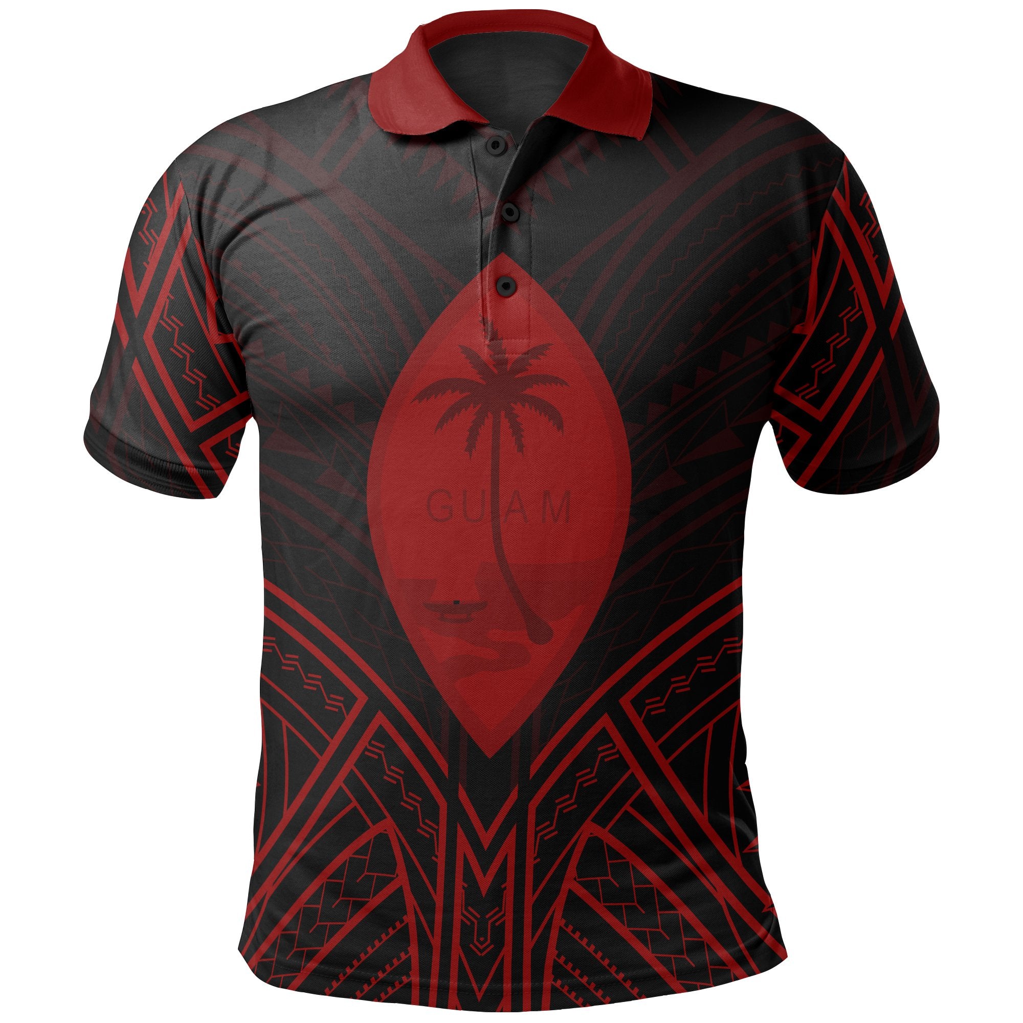 Guam Polo Shirt Guahan Seal Red Tribal Patterns Unisex White - Polynesian Pride