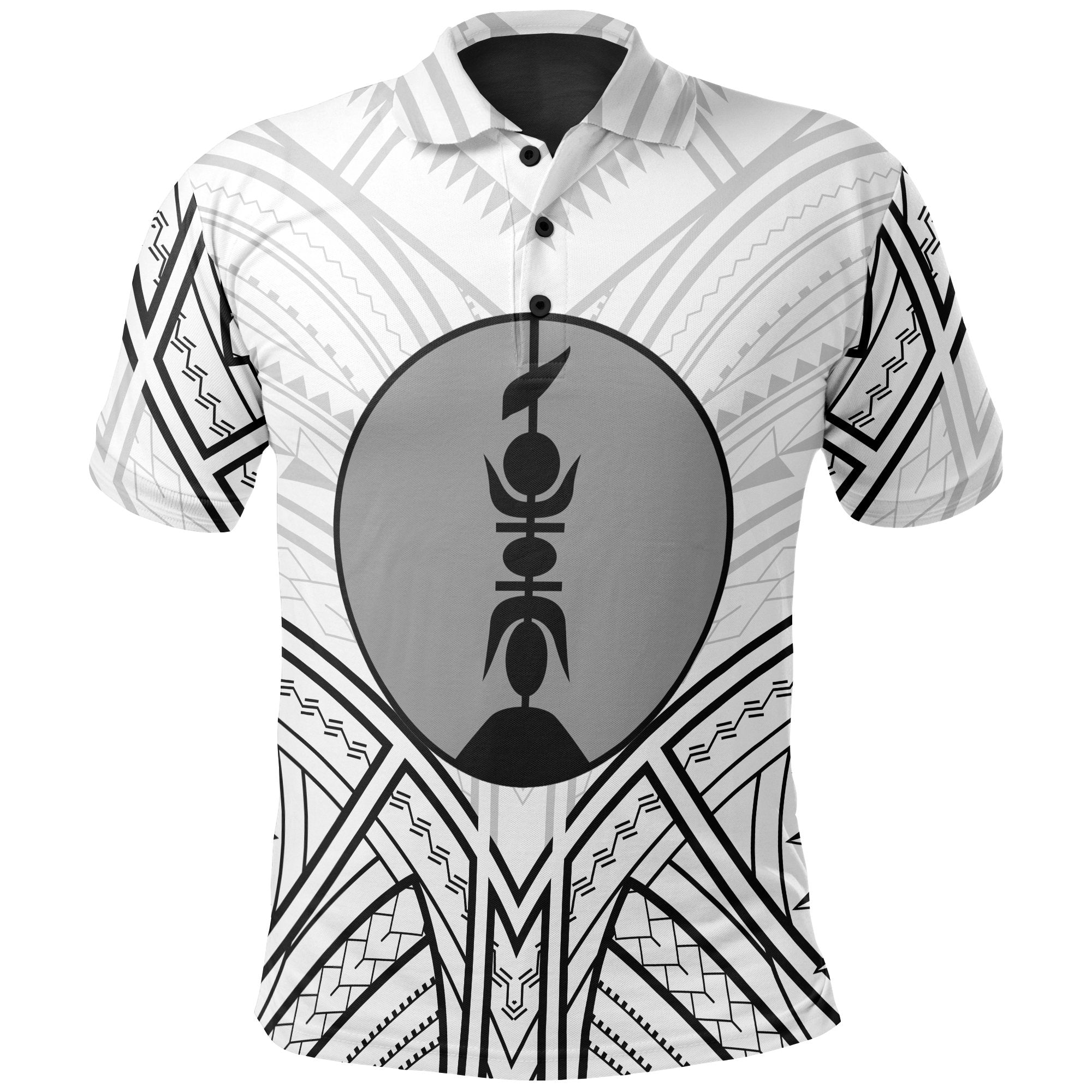 New Caledonia Polo Shirt Kanaky Seal Tribal Patterns Unisex White - Polynesian Pride