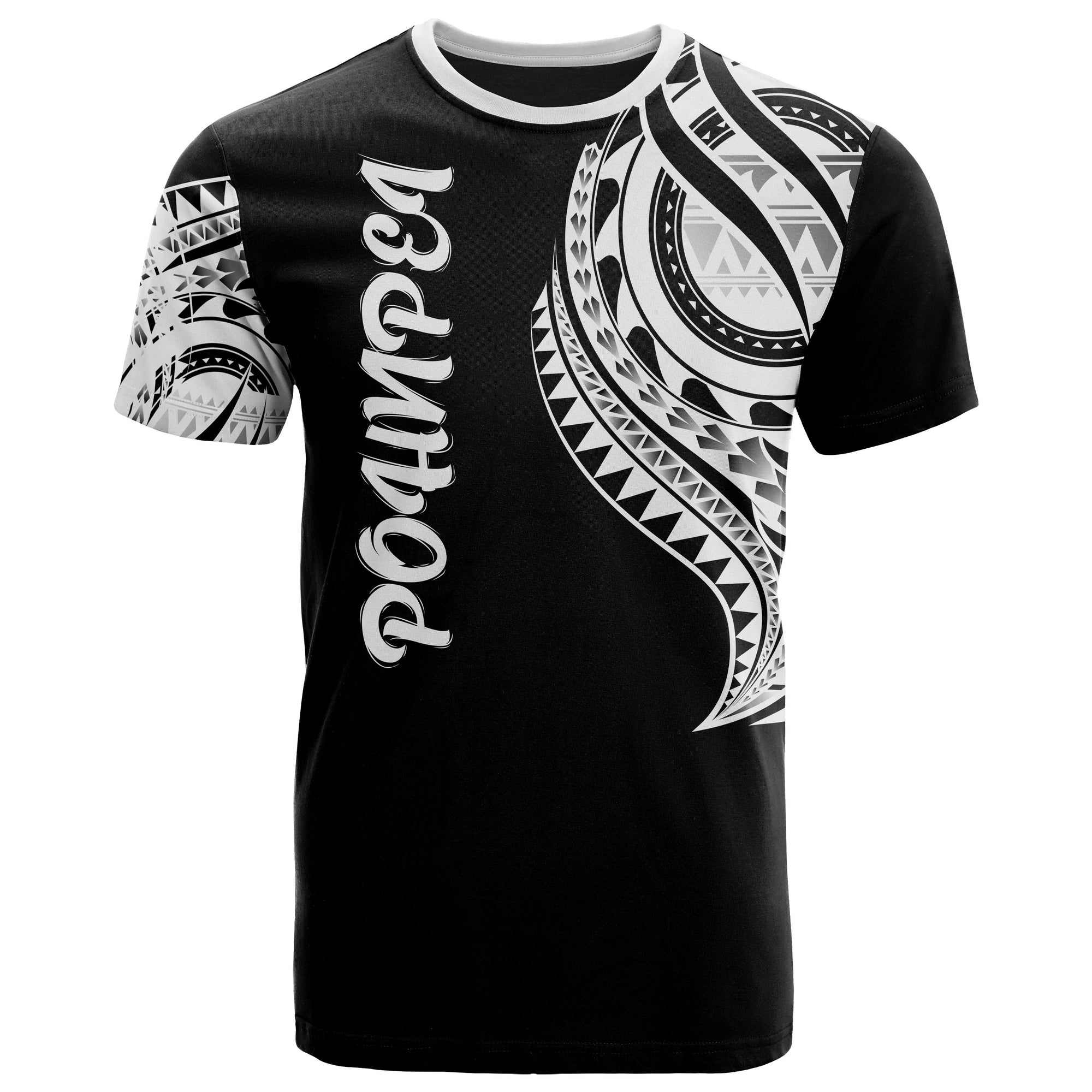 Pohnpei State T Shirt Pohnpei State Tatau White Patterns Unisex Black - Polynesian Pride