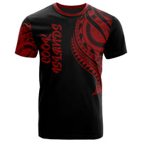 Cook Islands T Shirt Polynesian Tatau Red Patterns Unisex Black - Polynesian Pride