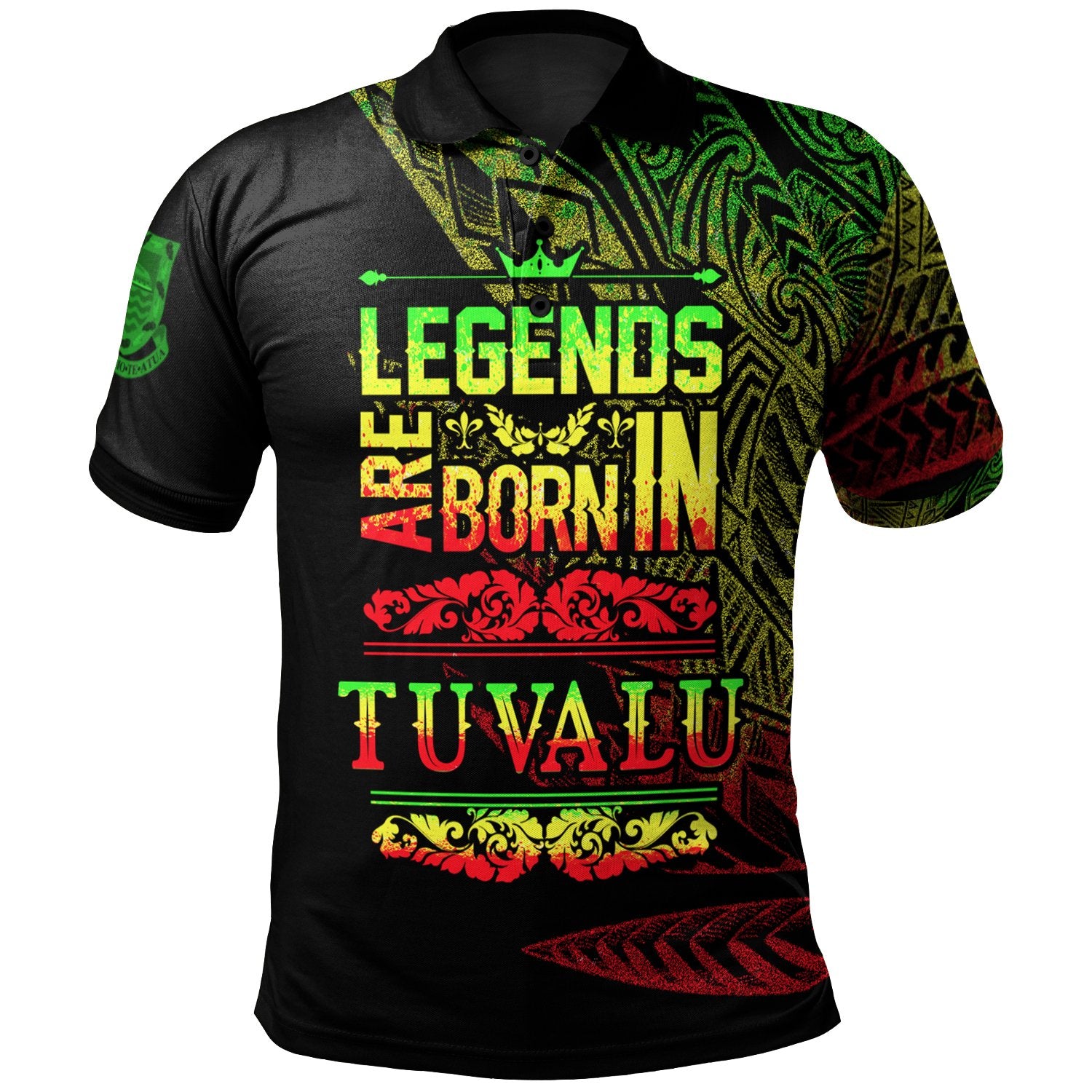 Tuvalu Polo Shirt Legends Are Born In Reggae Color Unisex Black - Polynesian Pride