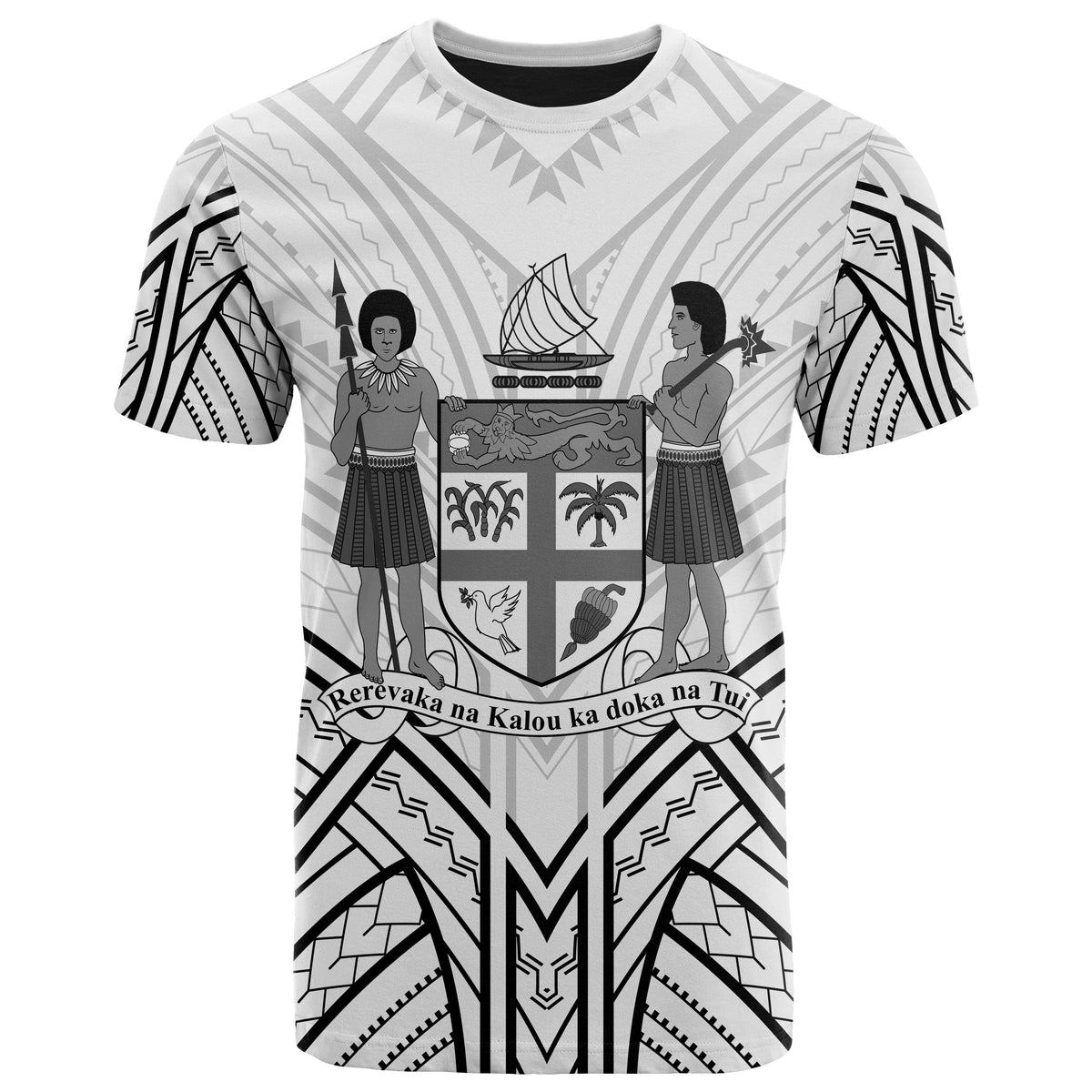 Fiji T Shirt Fijian Seal Tribal Patterns Unisex Black - Polynesian Pride