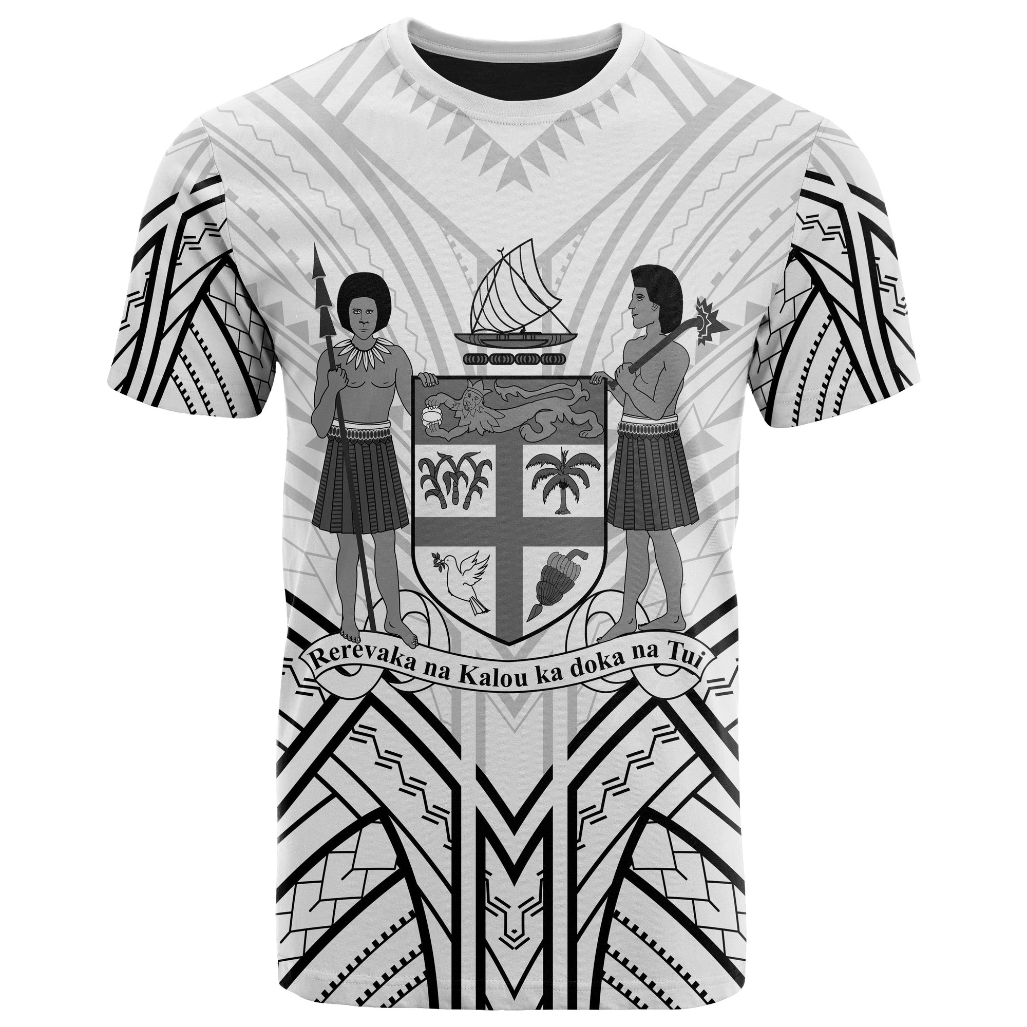 Fiji T Shirt Fijian Seal Tribal Patterns Unisex Black - Polynesian Pride