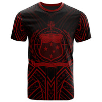 Samoa T Shirt Samoan Seal Tribal Red Color Patterns Unisex Black - Polynesian Pride