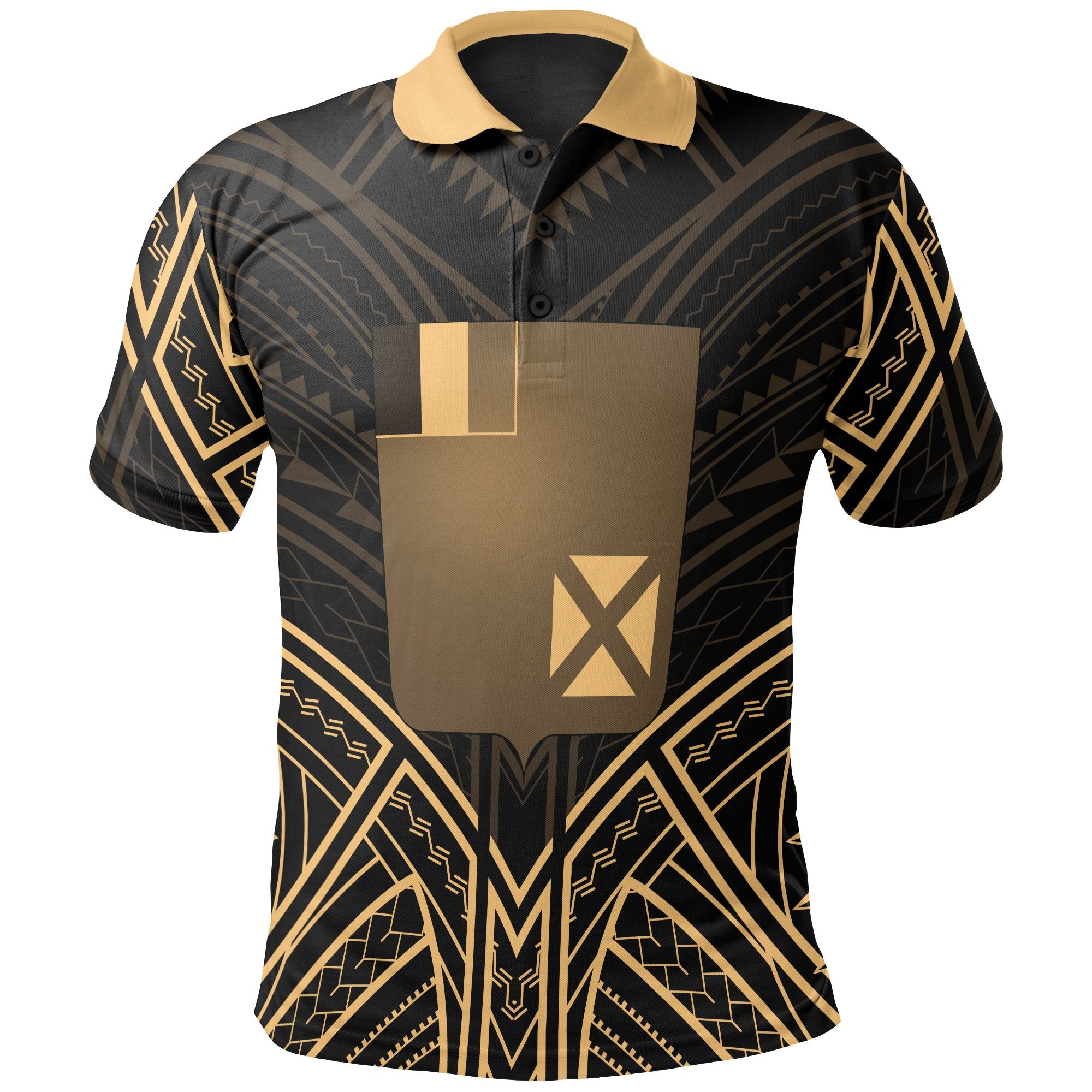 Wallis and Futuna Polo Shirt Wallis and Futuna Seal Gold Tribal Patterns Unisex White - Polynesian Pride