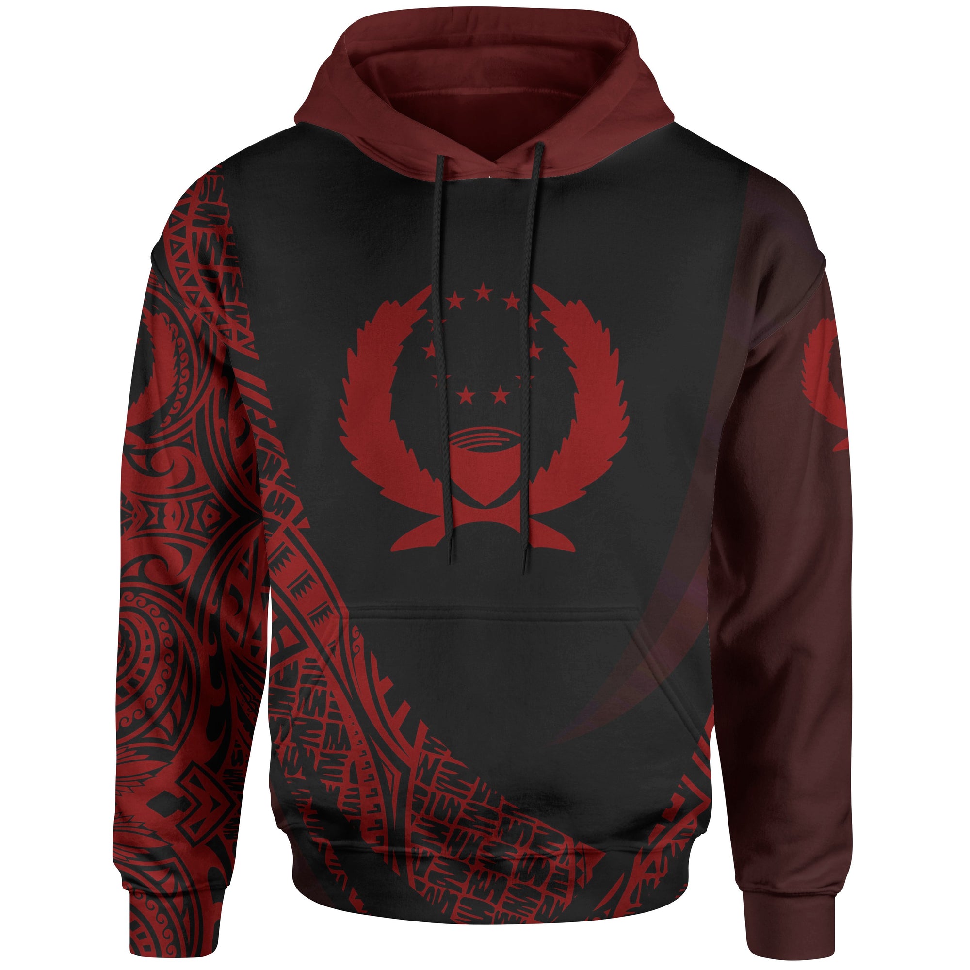 Pohnpei State Hoodie Red Polynesian Patterns Sport Style Unisex Black - Polynesian Pride