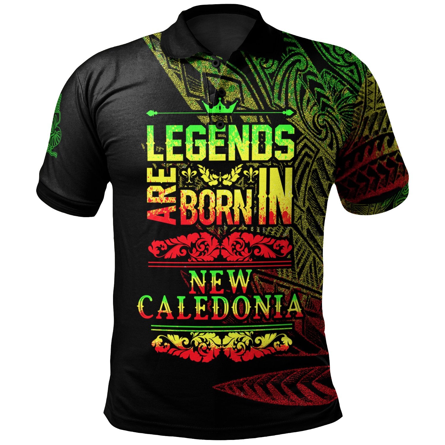 New Caledonia Islands Polo Shirt Legends Are Born In Reggae Color Unisex Black - Polynesian Pride