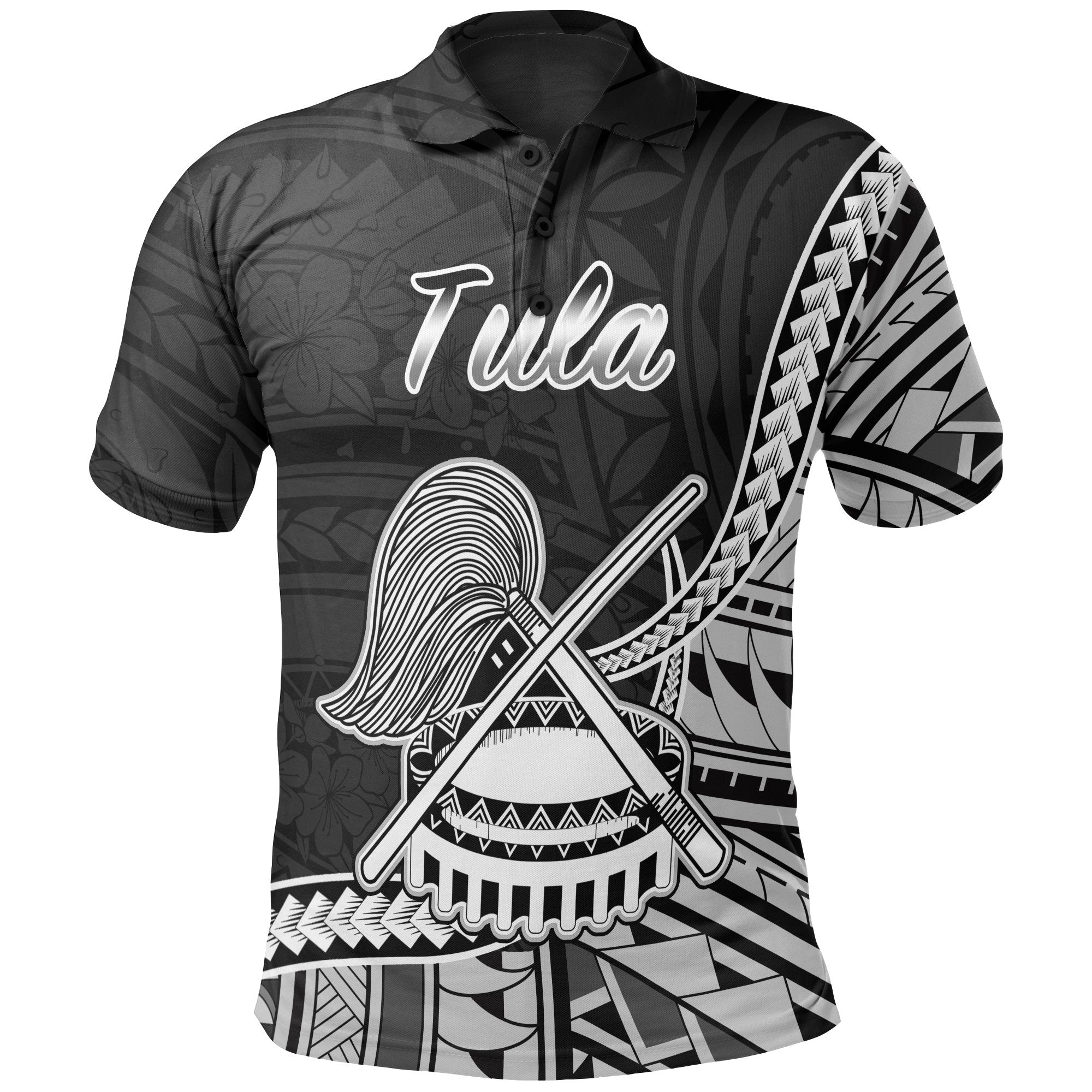 American Samoa Polo Shirt Tula Polynesian Patterns Unisex Black - Polynesian Pride
