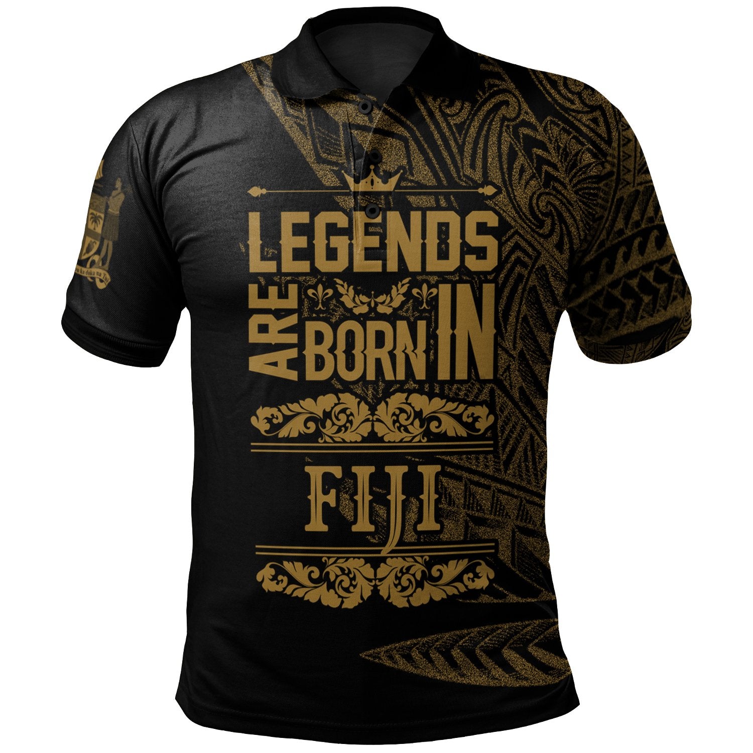 Fiji Polo Shirt Legends Are Born In Gold Color Unisex Gold - Polynesian Pride