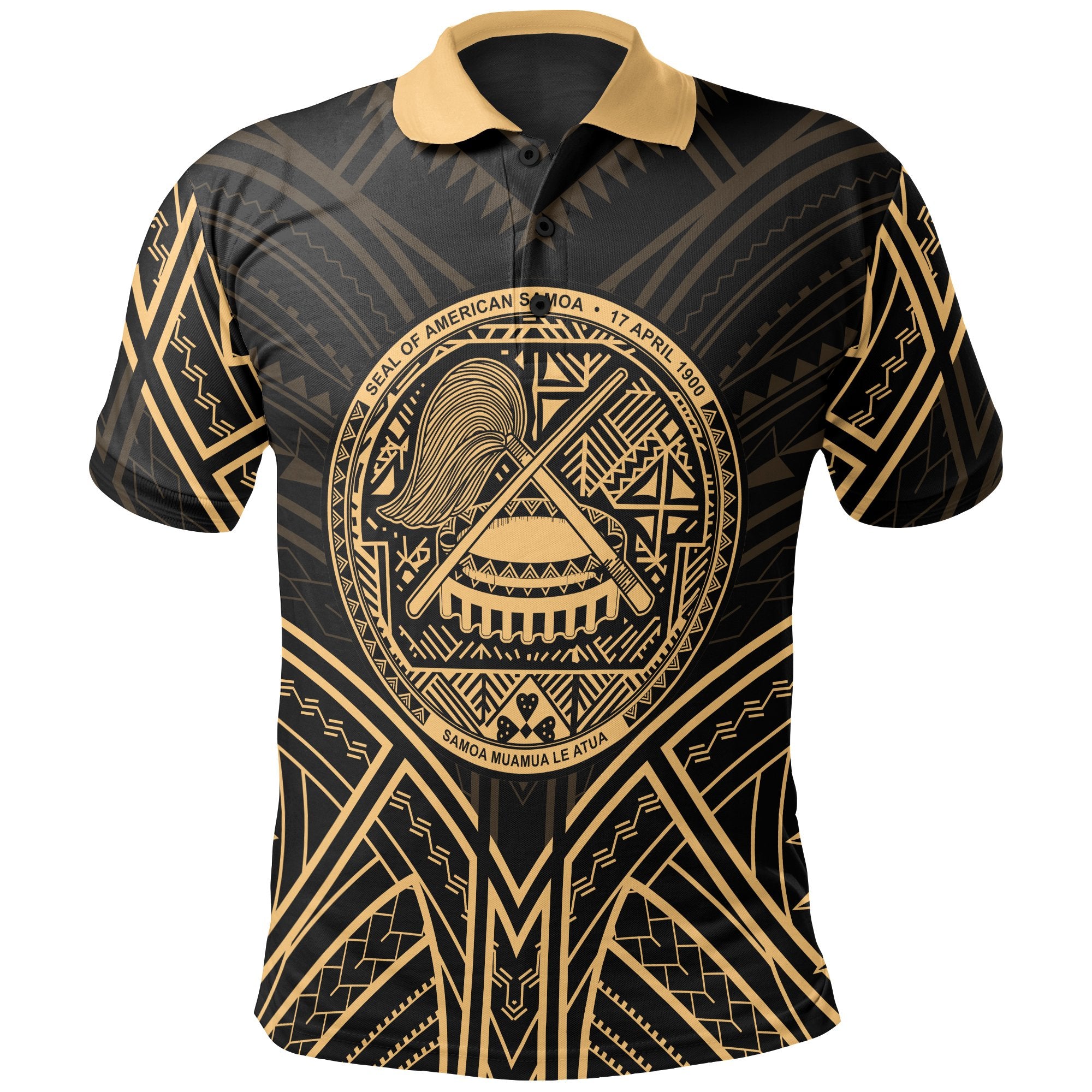 American Samoa Polo Shirt Amerika Samoa Seal Gold Tribal Patterns Unisex White - Polynesian Pride