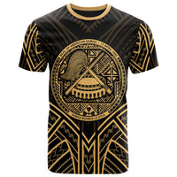 American Samoa T Shirt American Samoan Seal Tribal Gold Color Patterns Unisex Black - Polynesian Pride