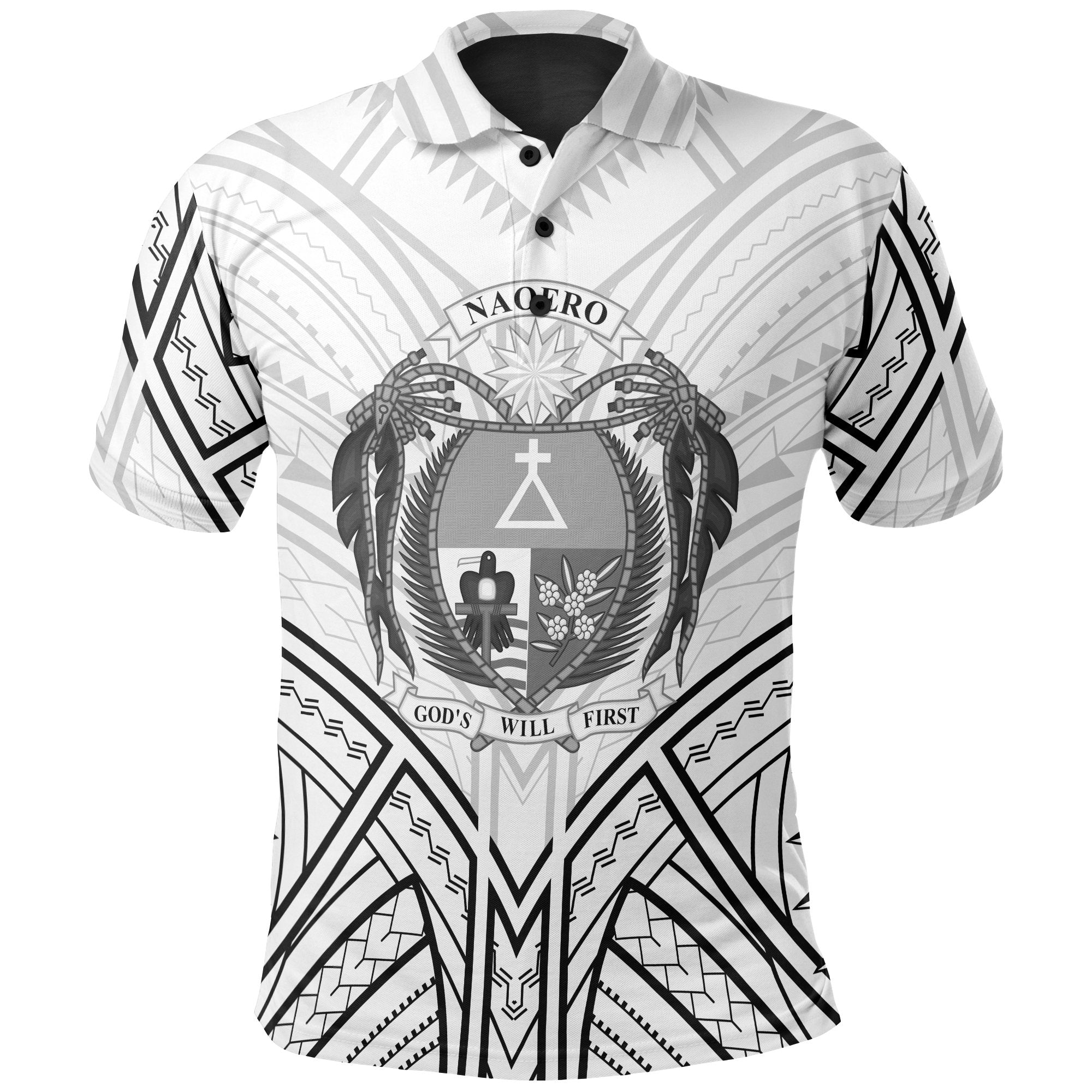 Nauru Polo Shirt Nauru Seal Tribal Patterns Unisex White - Polynesian Pride