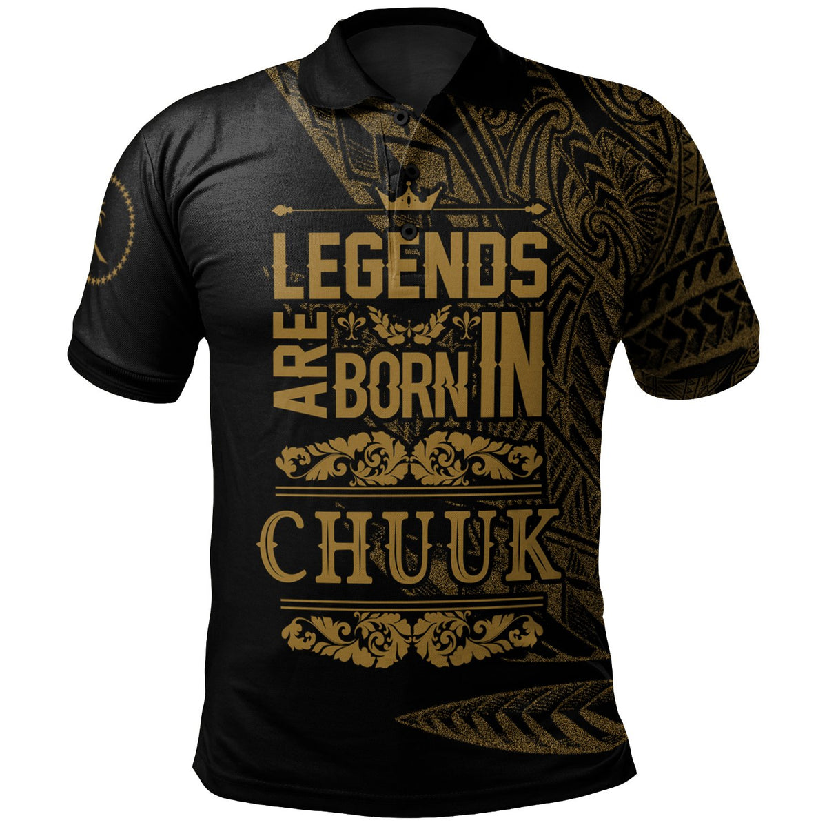 Chuuk State Polo Shirt Legends Are Born In Gold Color Unisex Gold - Polynesian Pride