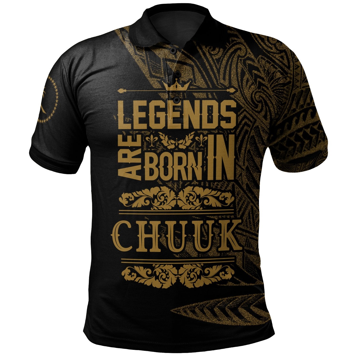Chuuk State Polo Shirt Legends Are Born In Gold Color Unisex Gold - Polynesian Pride
